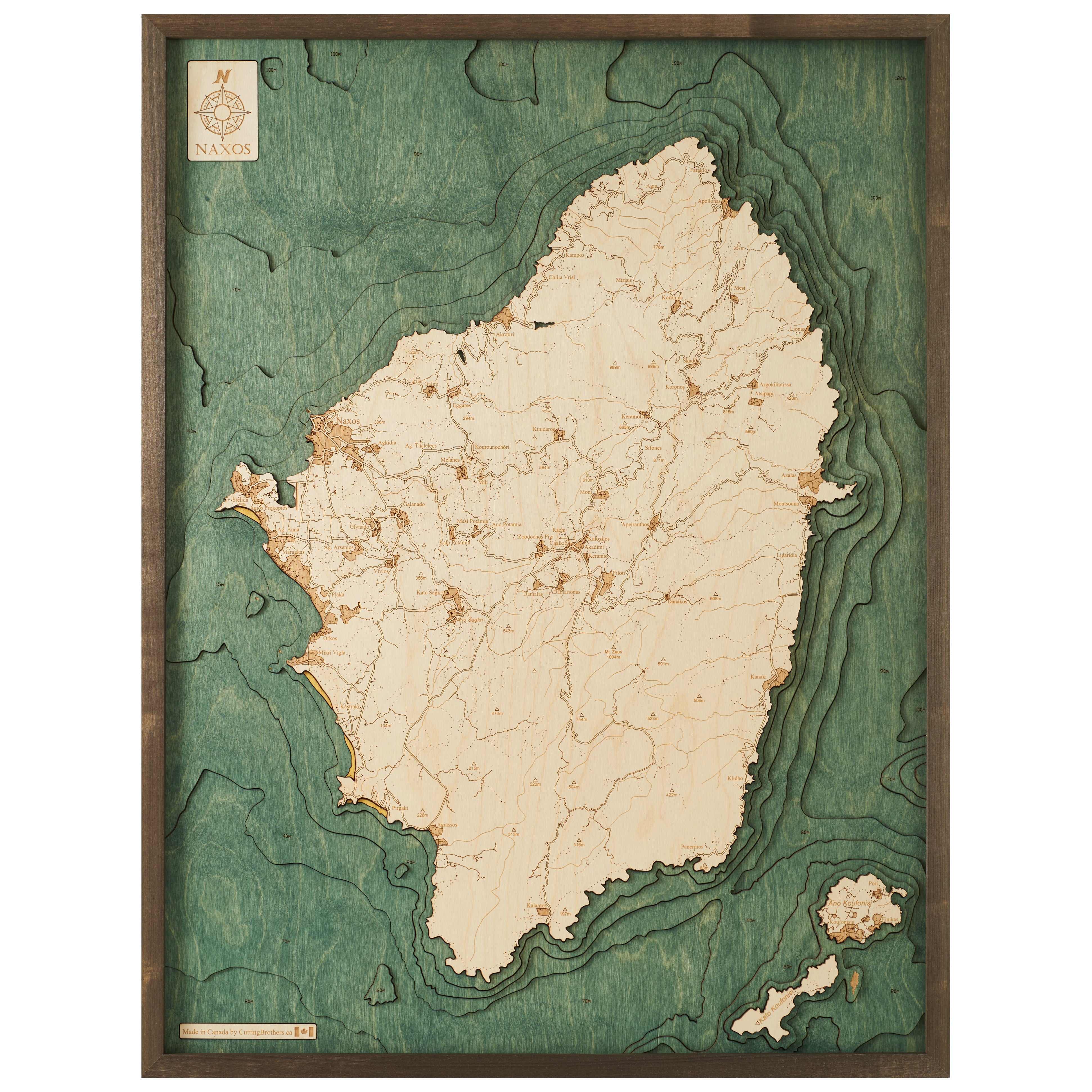 NAXOS -  3D Holz Wandkarte - Version L