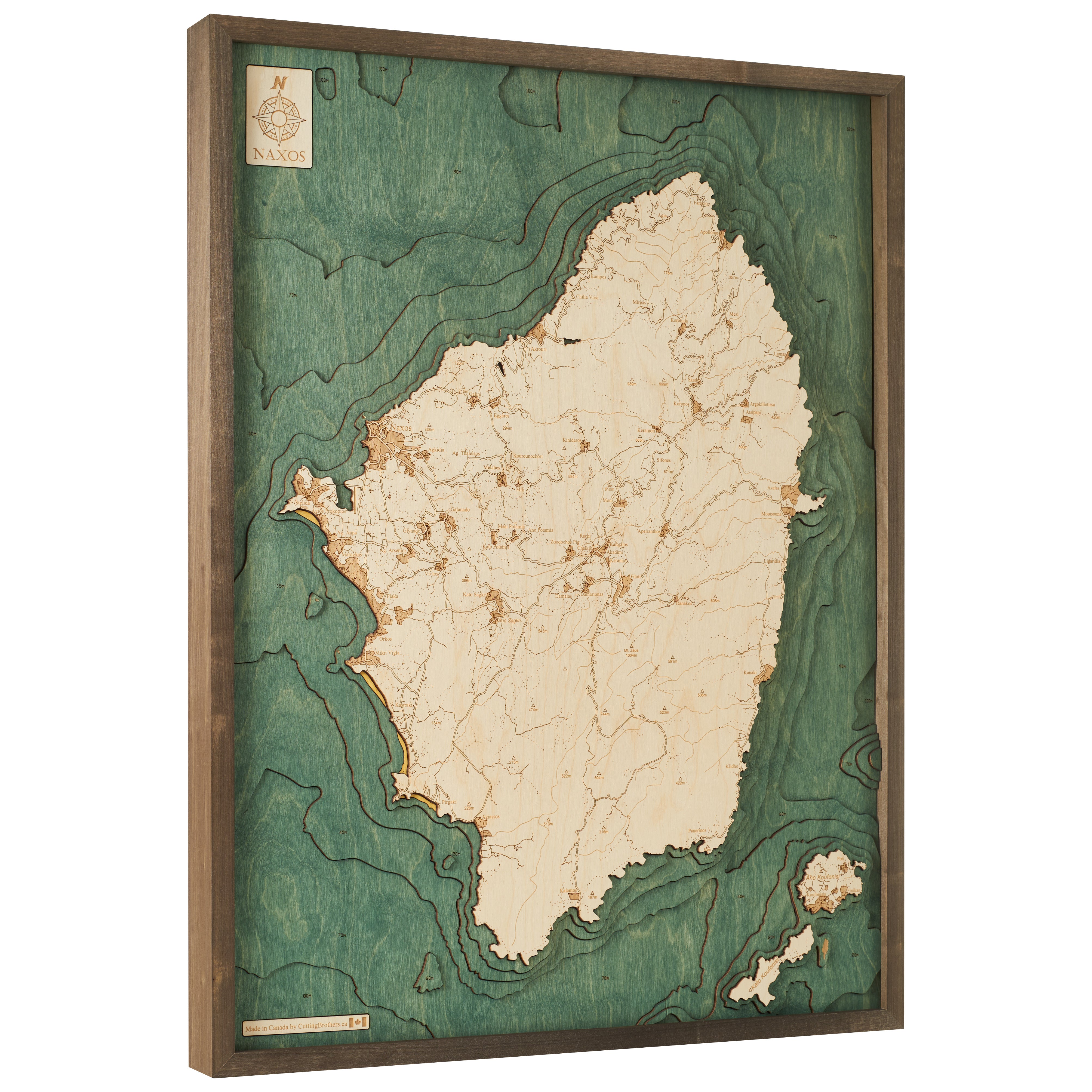 NAXOS -  3D Holz Wandkarte - Version L