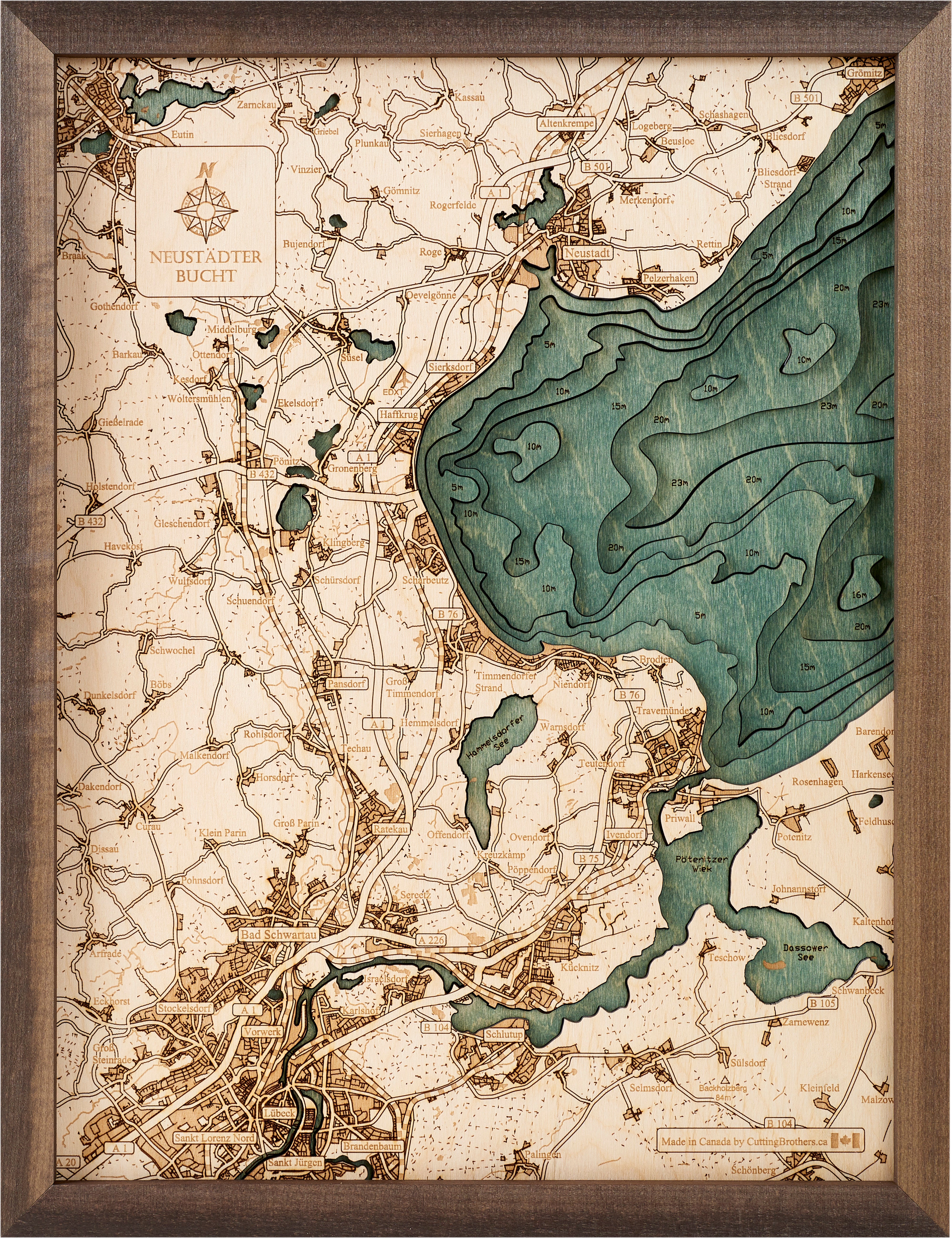 BAY OF NEUSTADT 3D wooden wall map - version S 