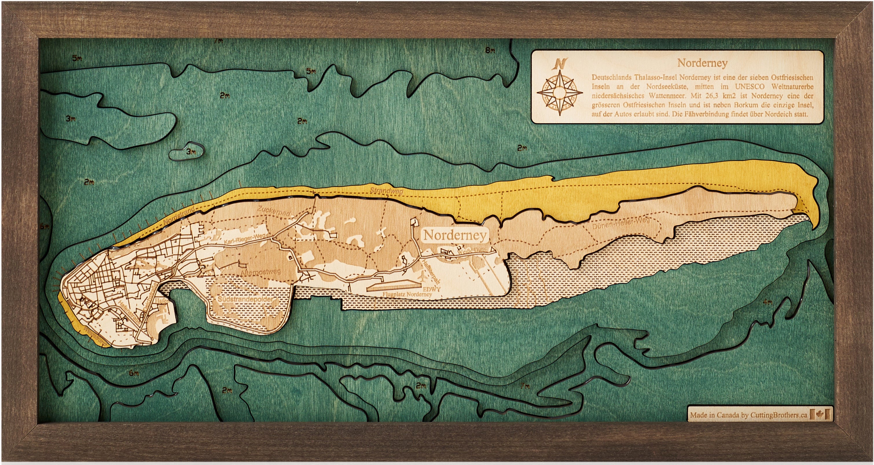 NORDERNEY 3D Holz Wandkarte - Version S