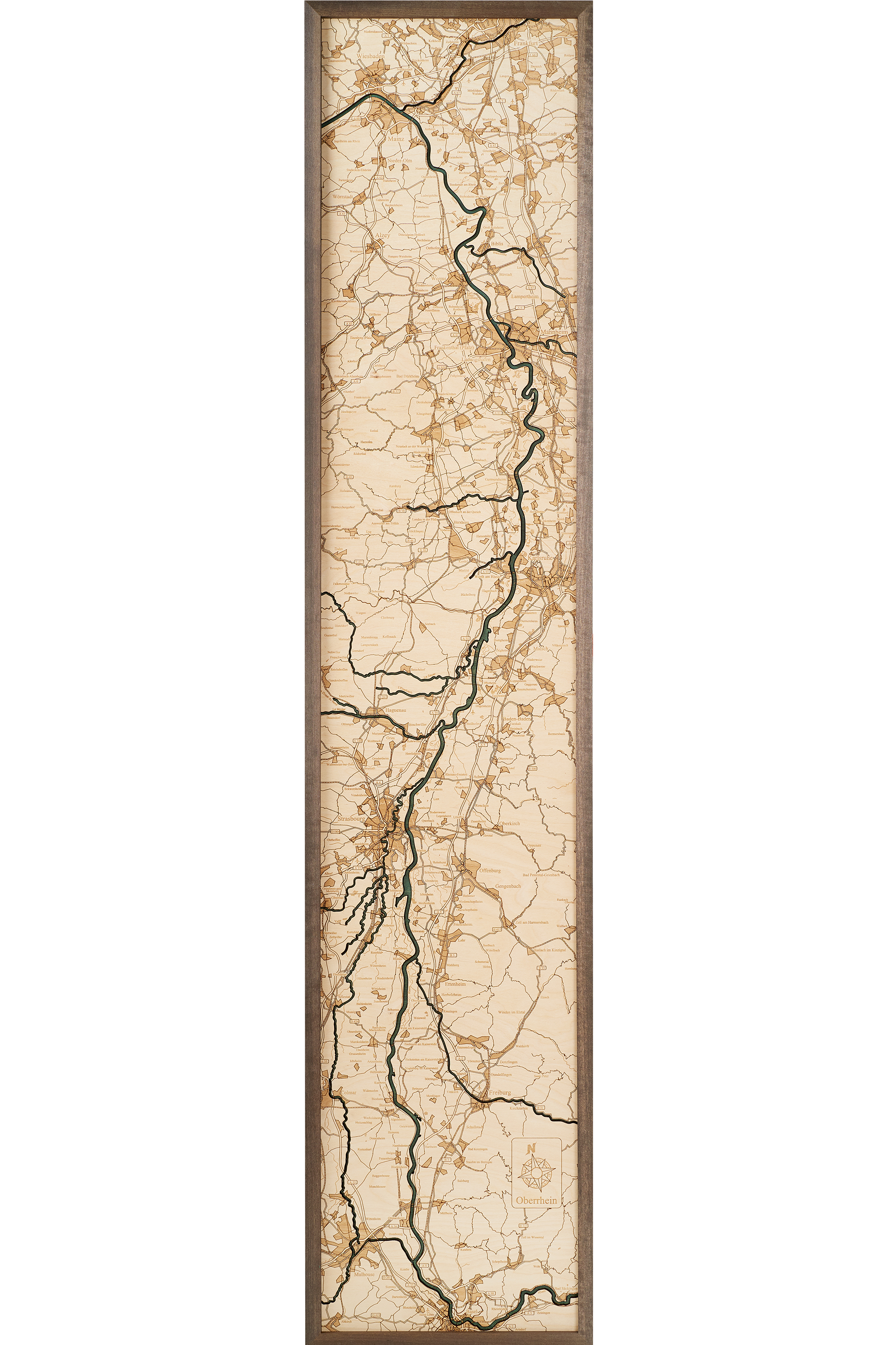 UPPER RHEIN 3D wooden wall map - version L 