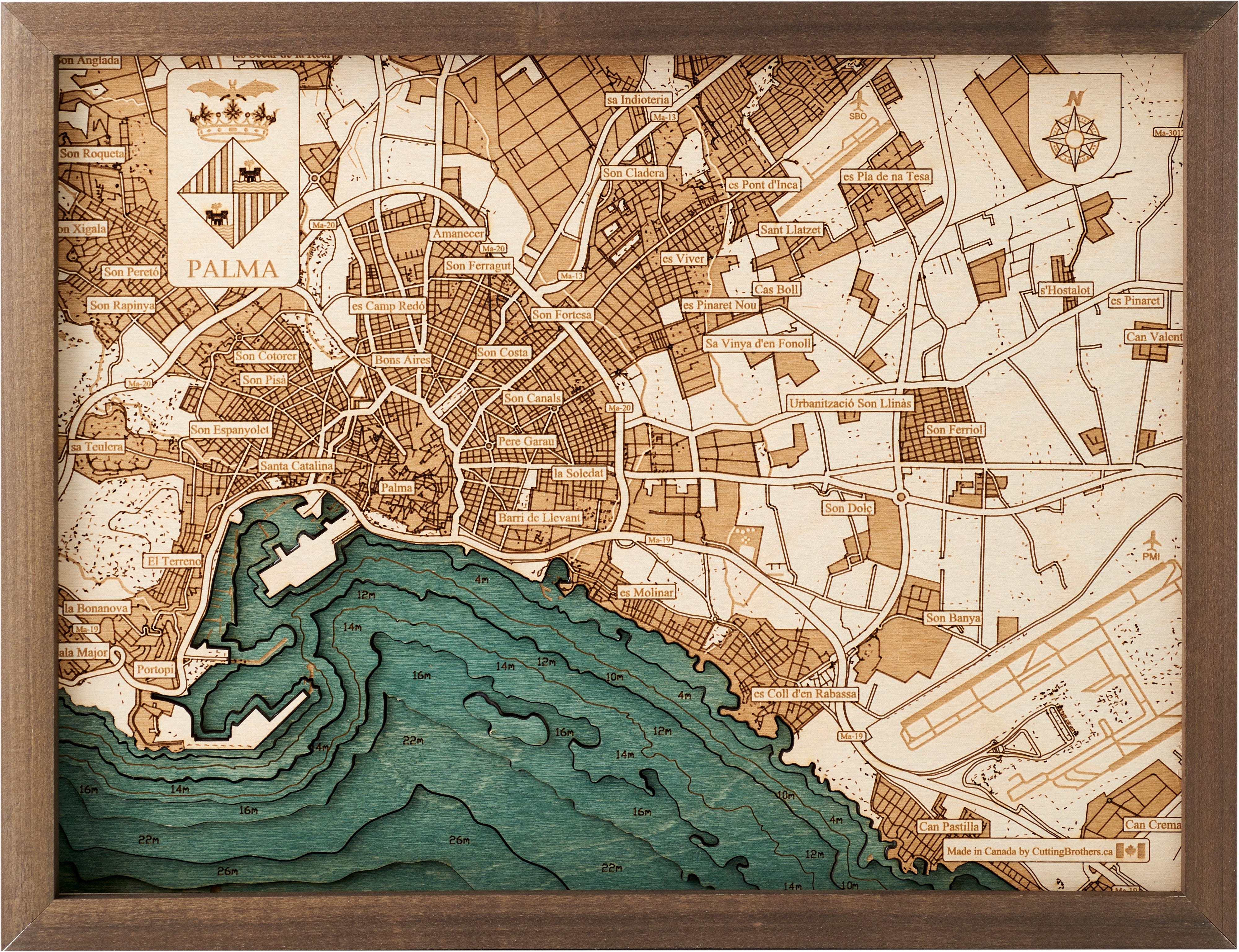 PALMA DE MALLORCA 3D wooden wall map - version S