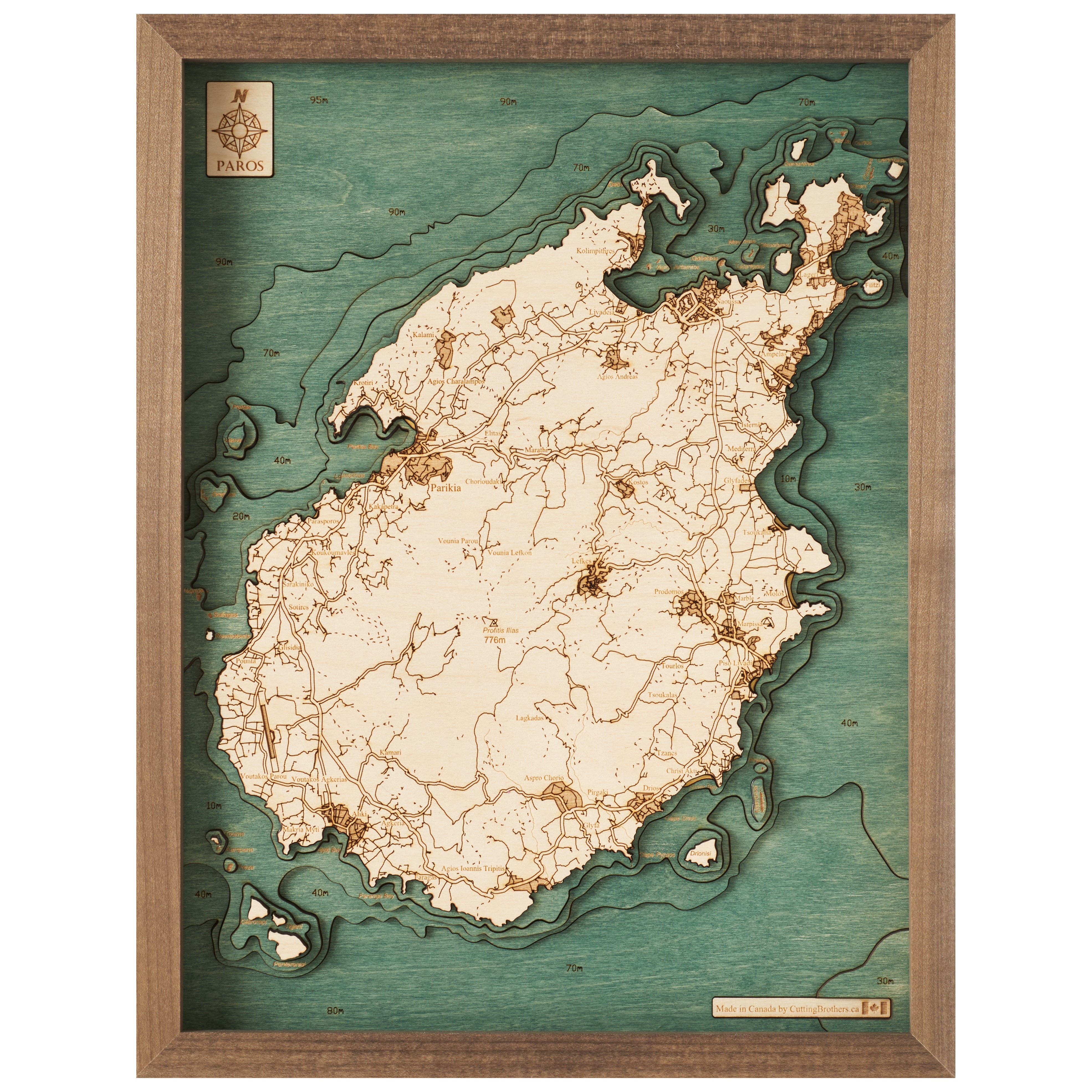 PAROS -  3D Holz Wandkarte - Version S