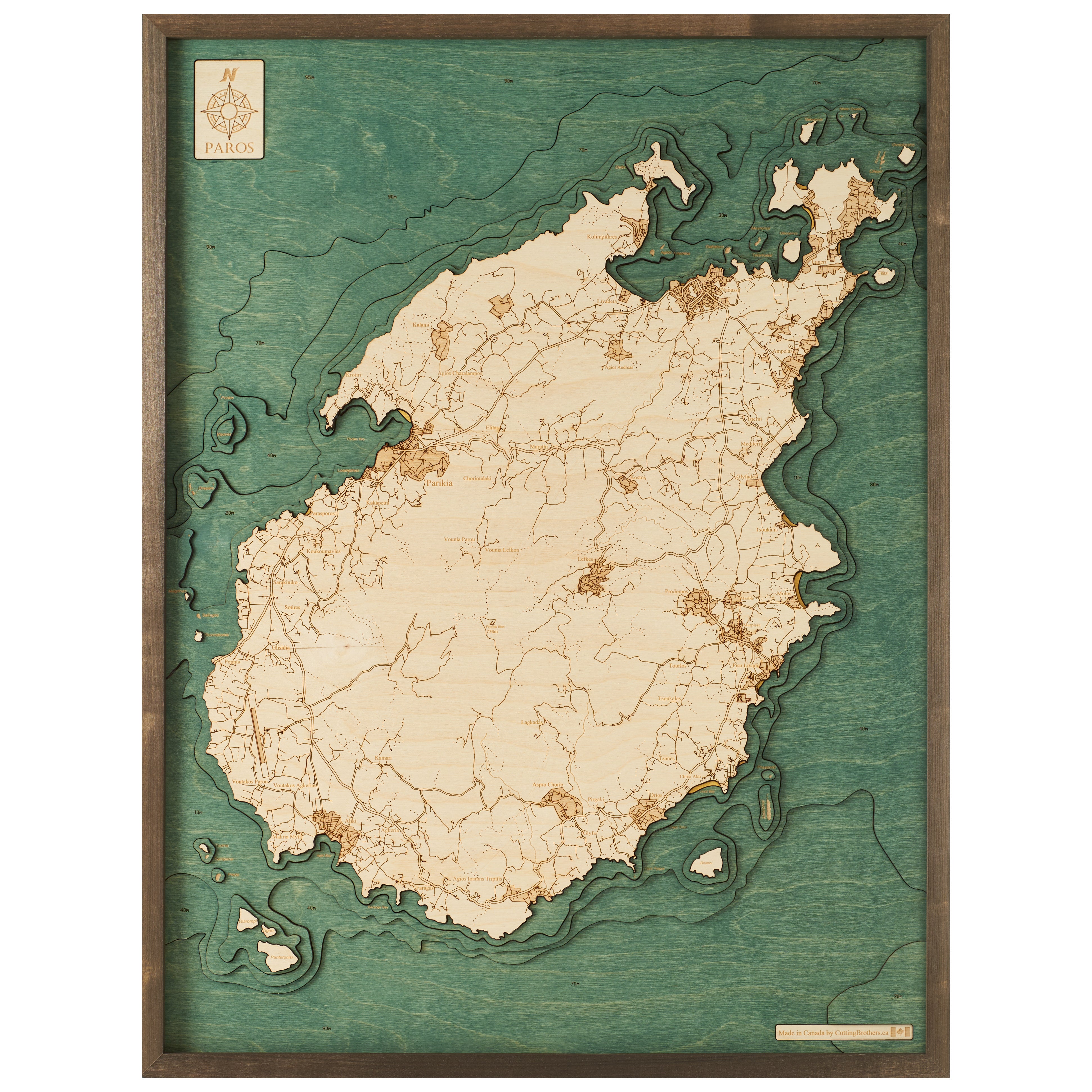 PAROS -  3D Holz Wandkarte - Version L