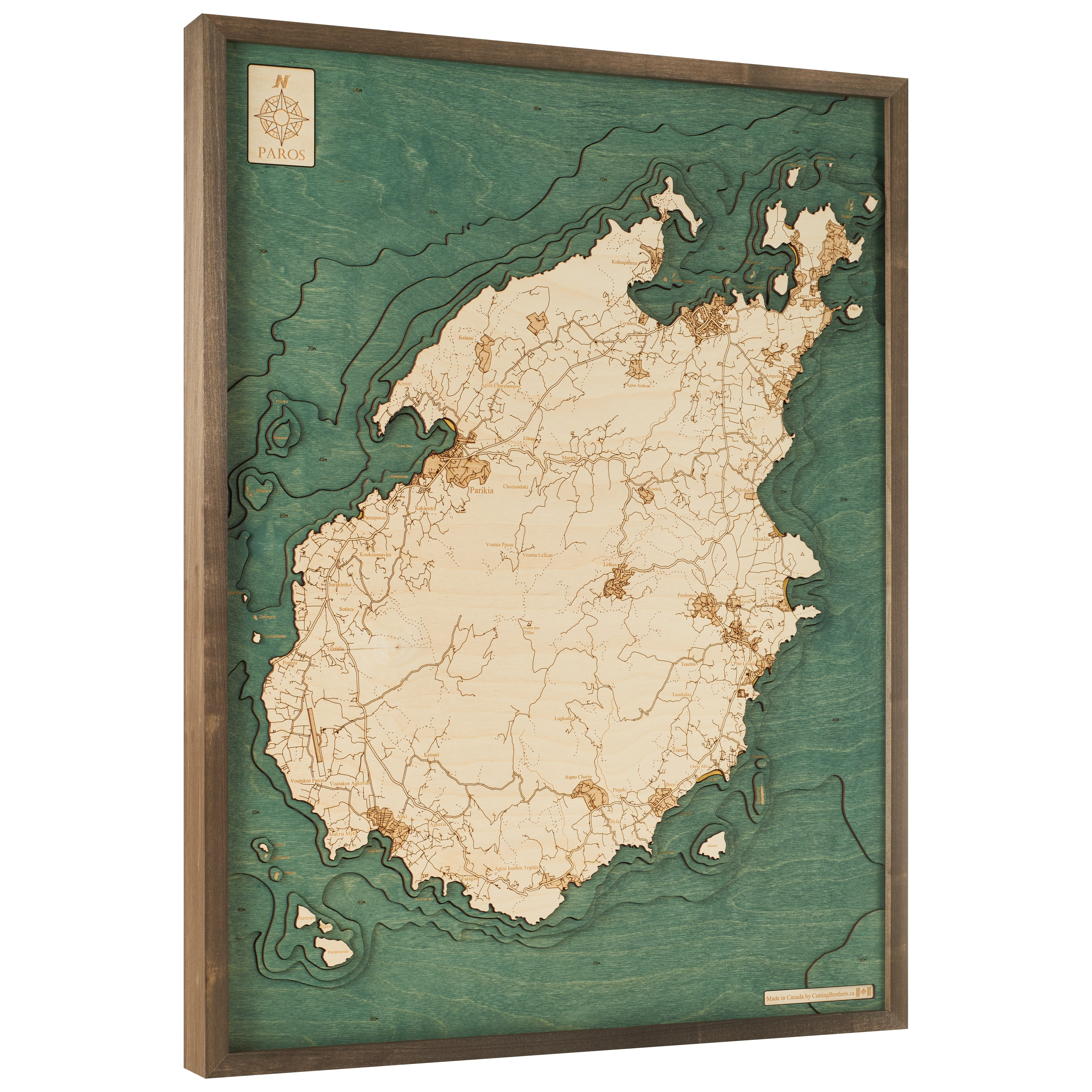 PAROS -  3D Holz Wandkarte - Version L
