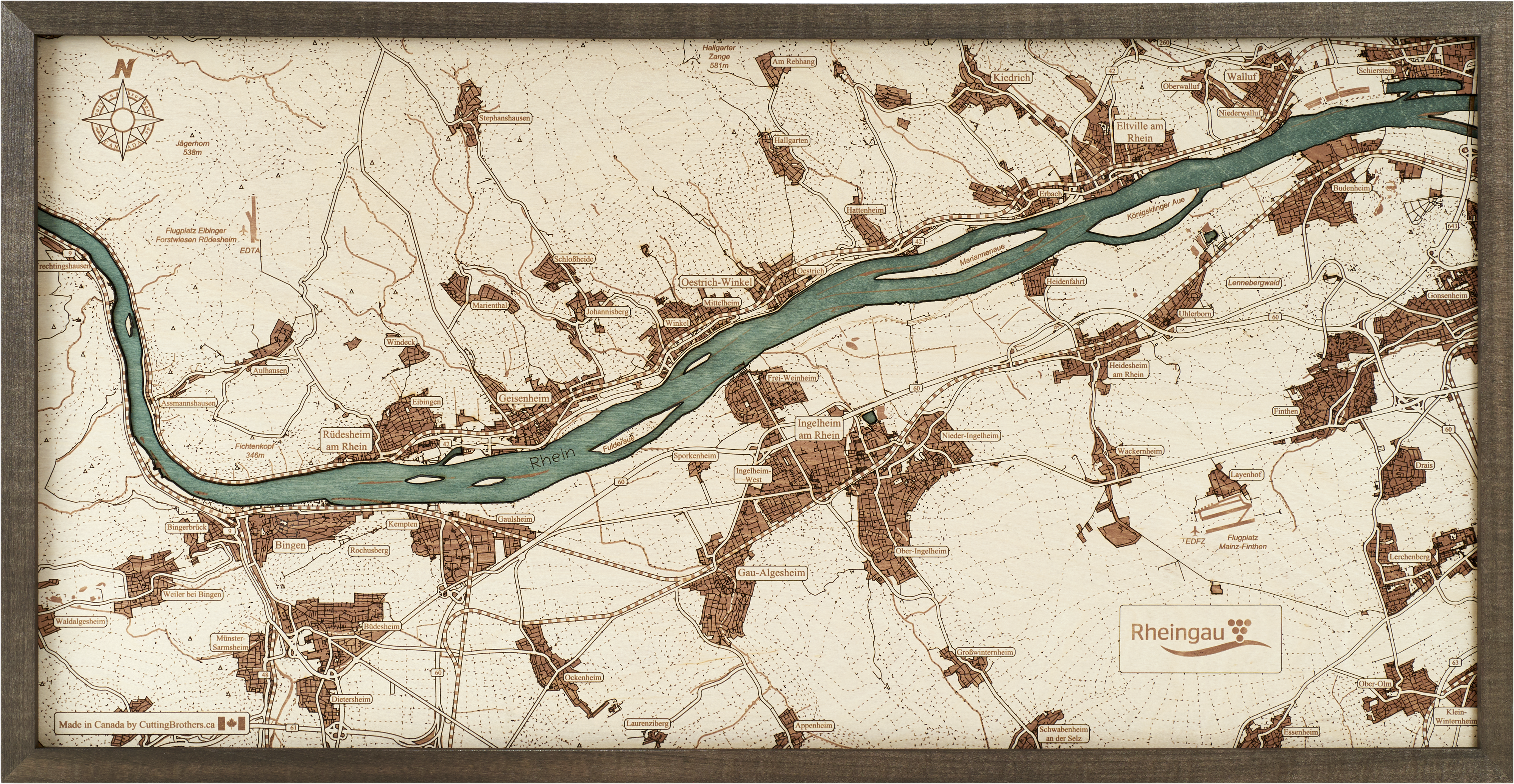 RHEINGAU 3D wooden wall map - version L 