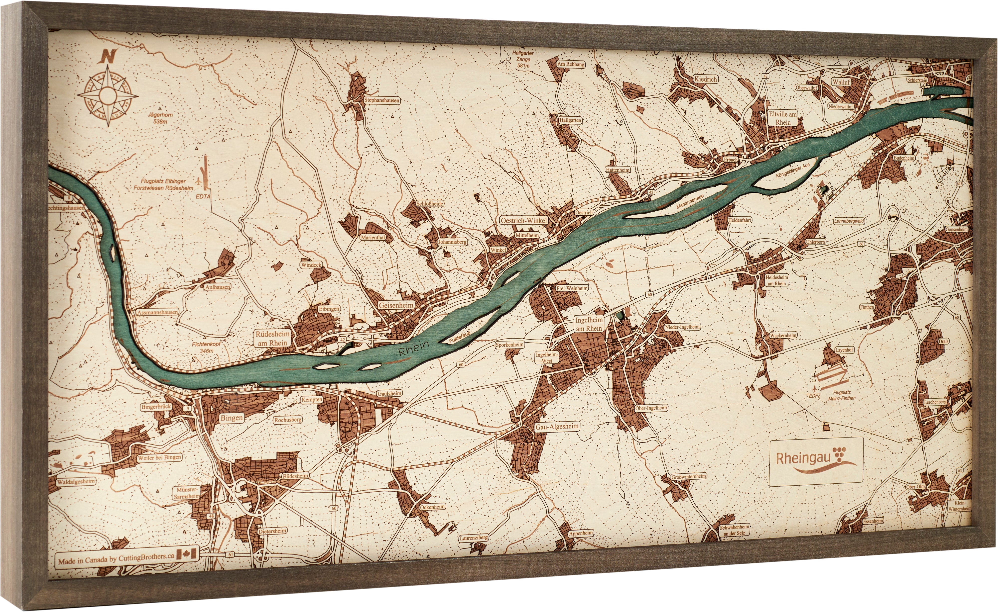 RHEINGAU 3D wooden wall map - version L 