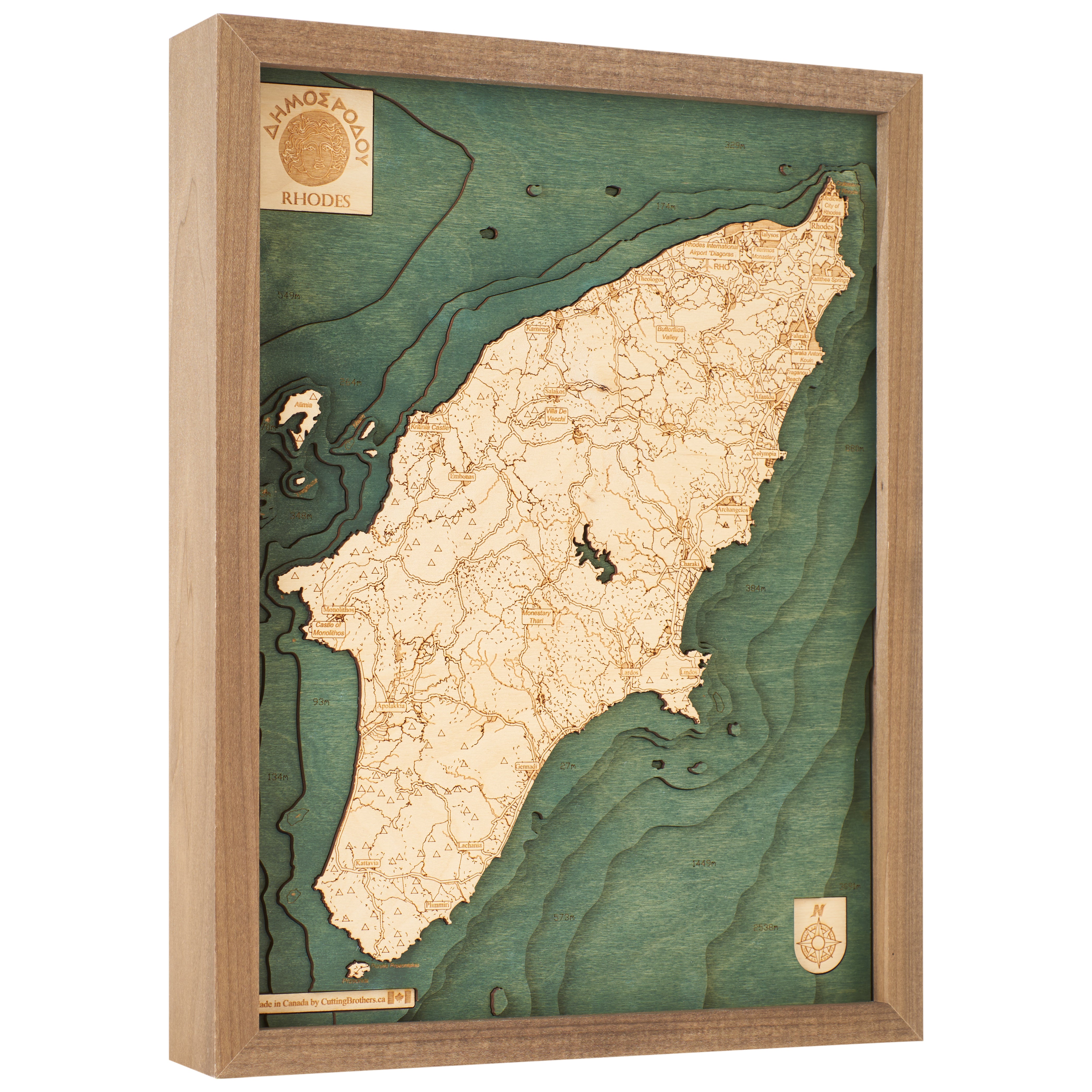 GREECE 3D Wooden Wall Map - Version S 