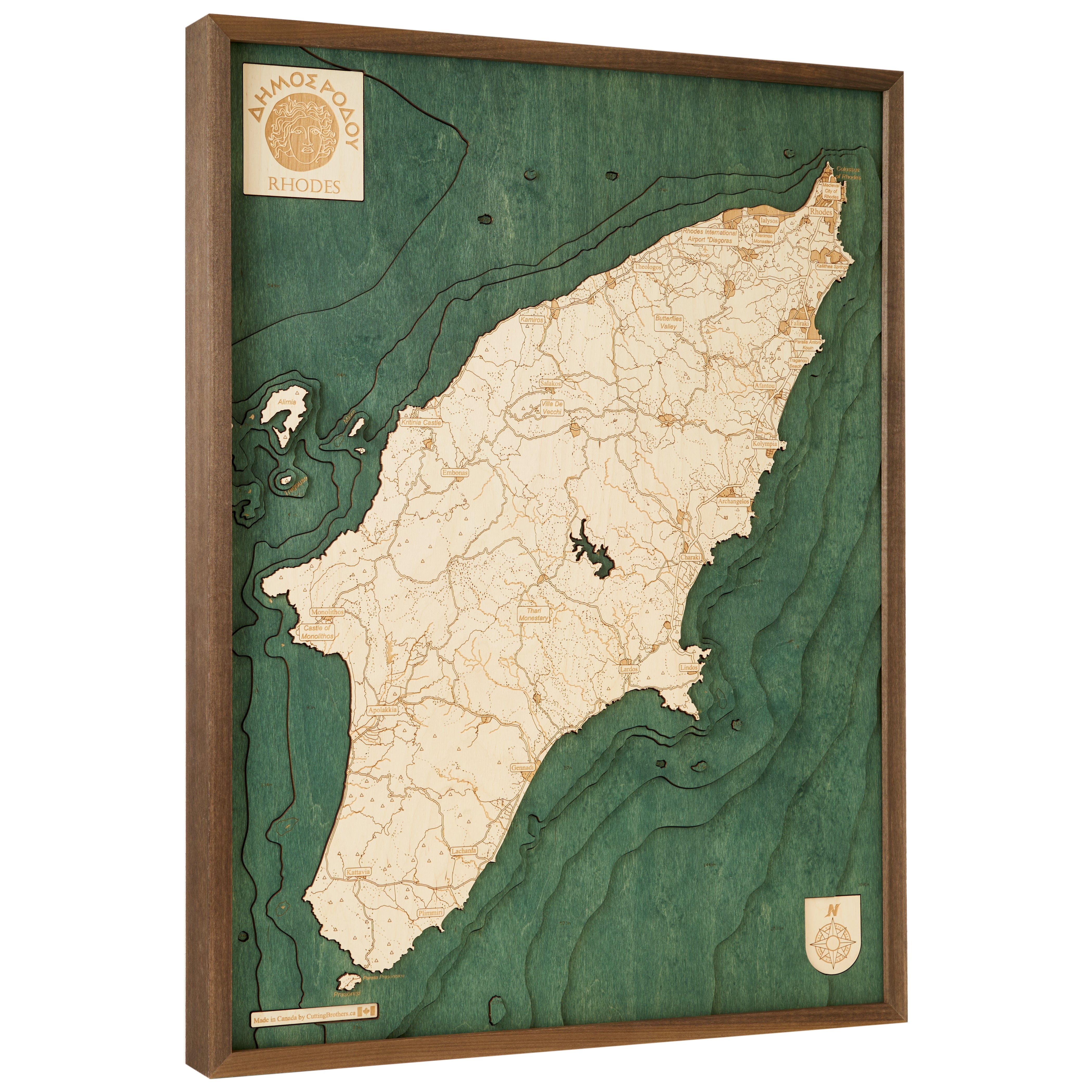GREECE 3D Wooden Wall Map - Version L 