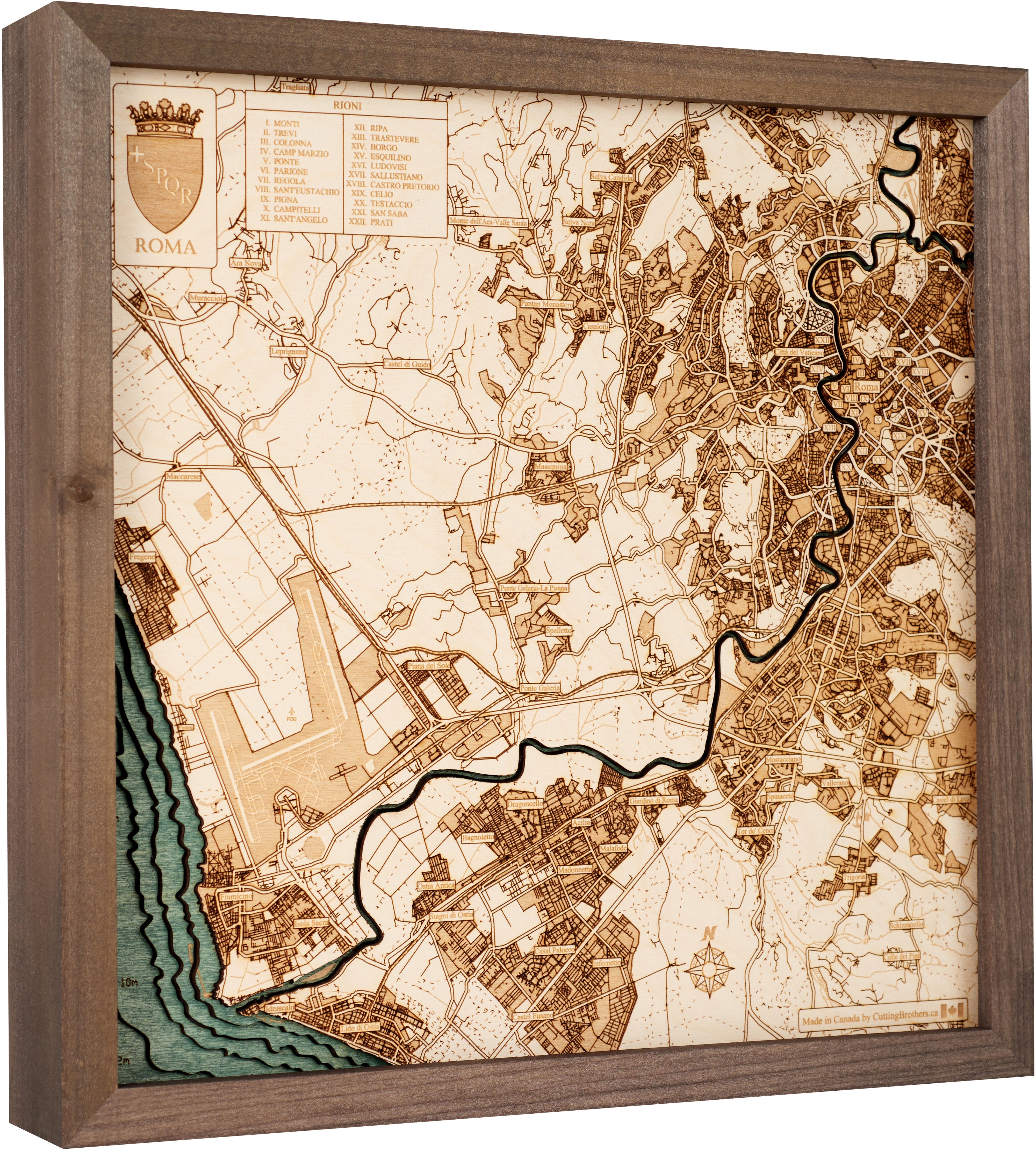 ROME 3D Wooden Wall Map - Version S 