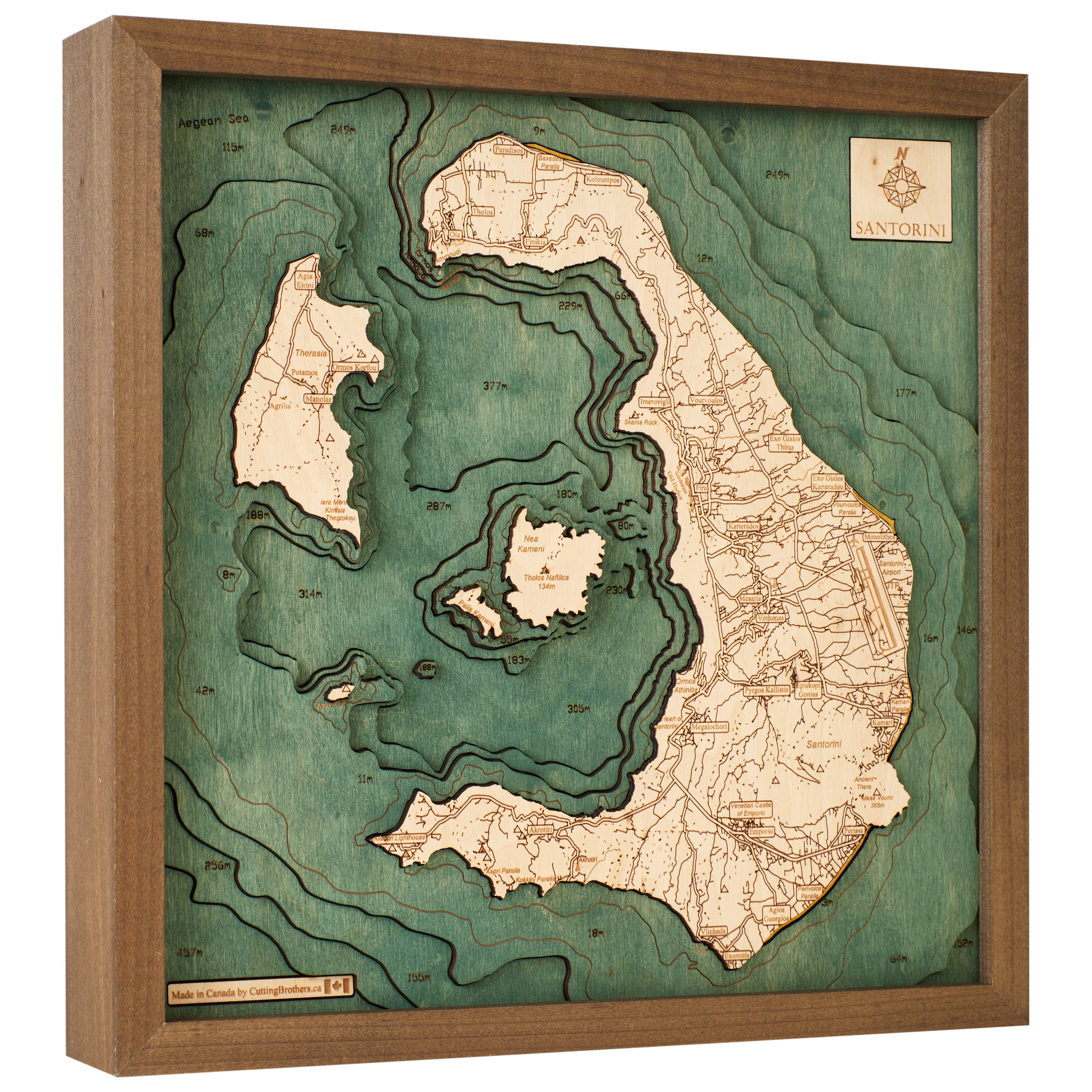 GREECE 3D Wooden Wall Map - Version S 