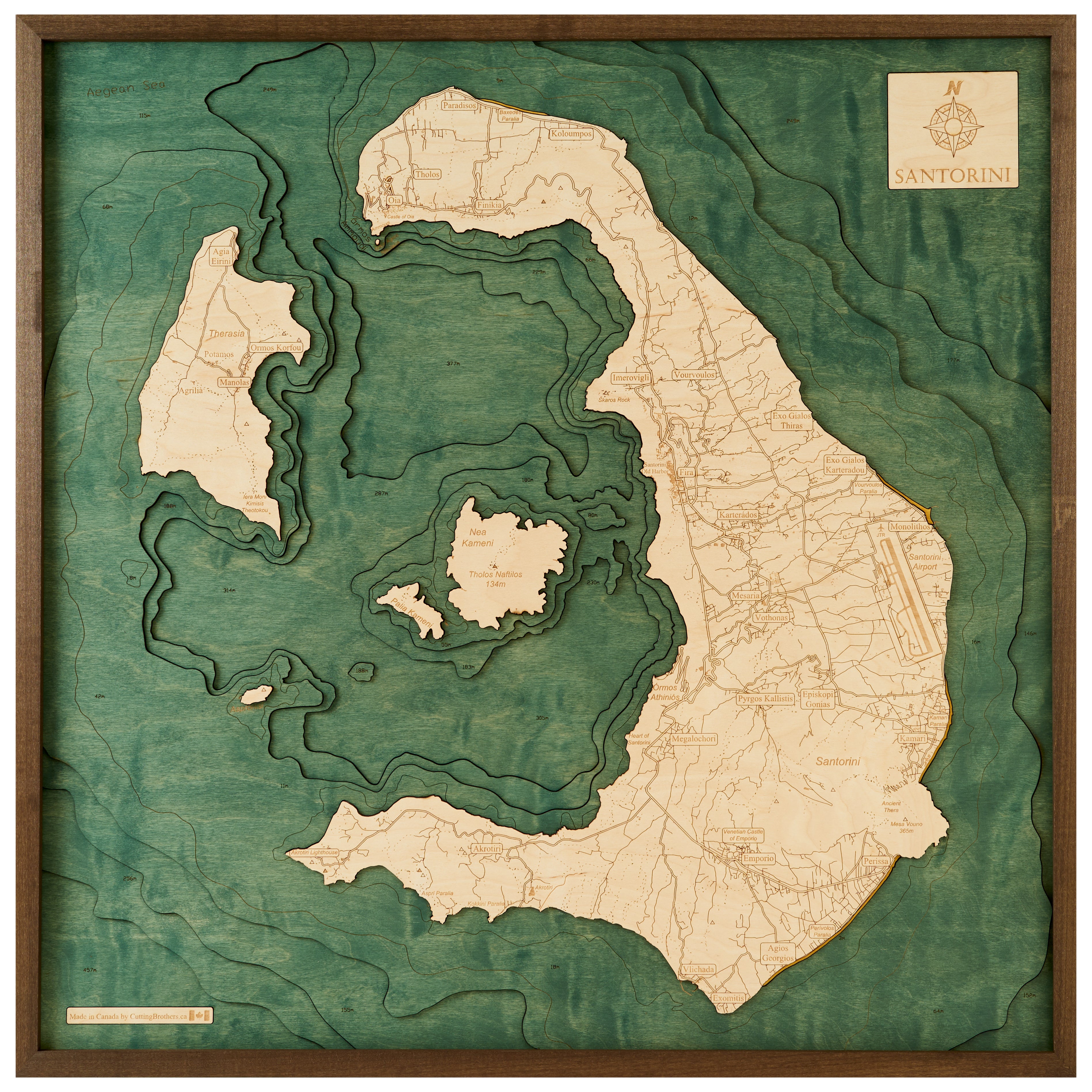 GREECE 3D Wooden Wall Map - Version L 