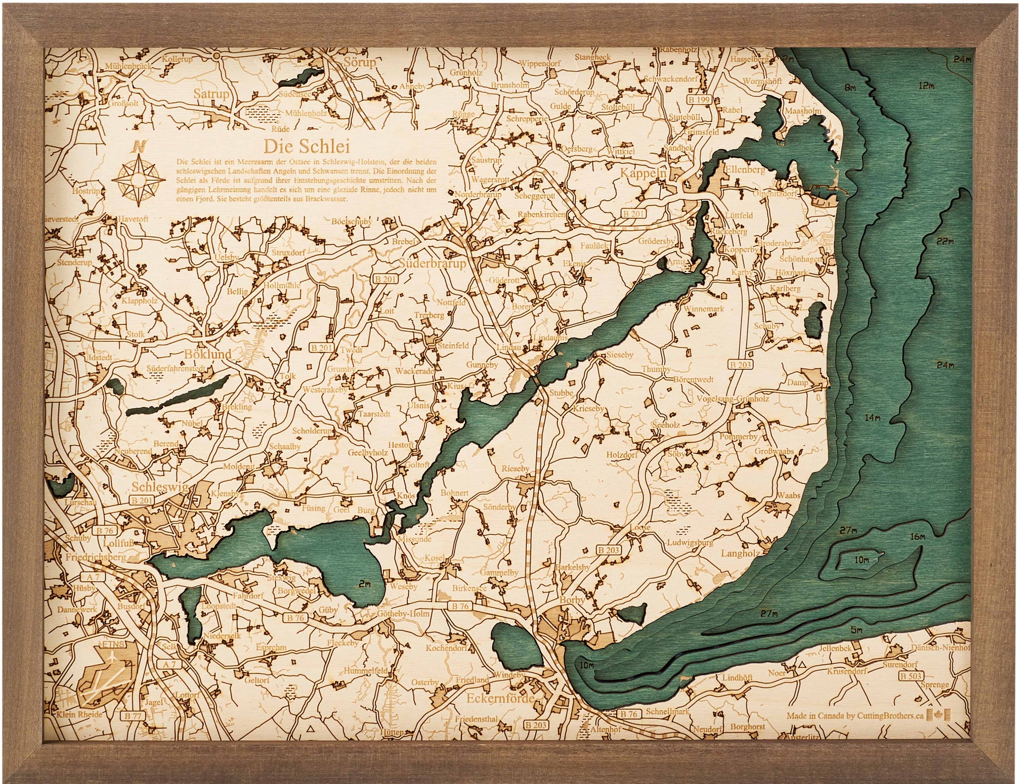 SCHLEI 3D HOLZ Wandkarte - Version S