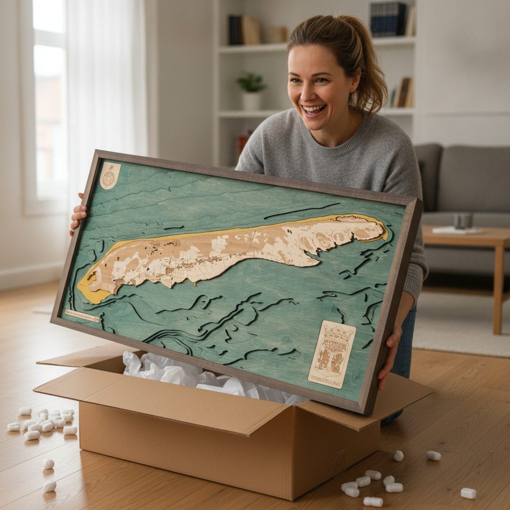 TERSCHELLING 3D Holz Wandkarte - Version M