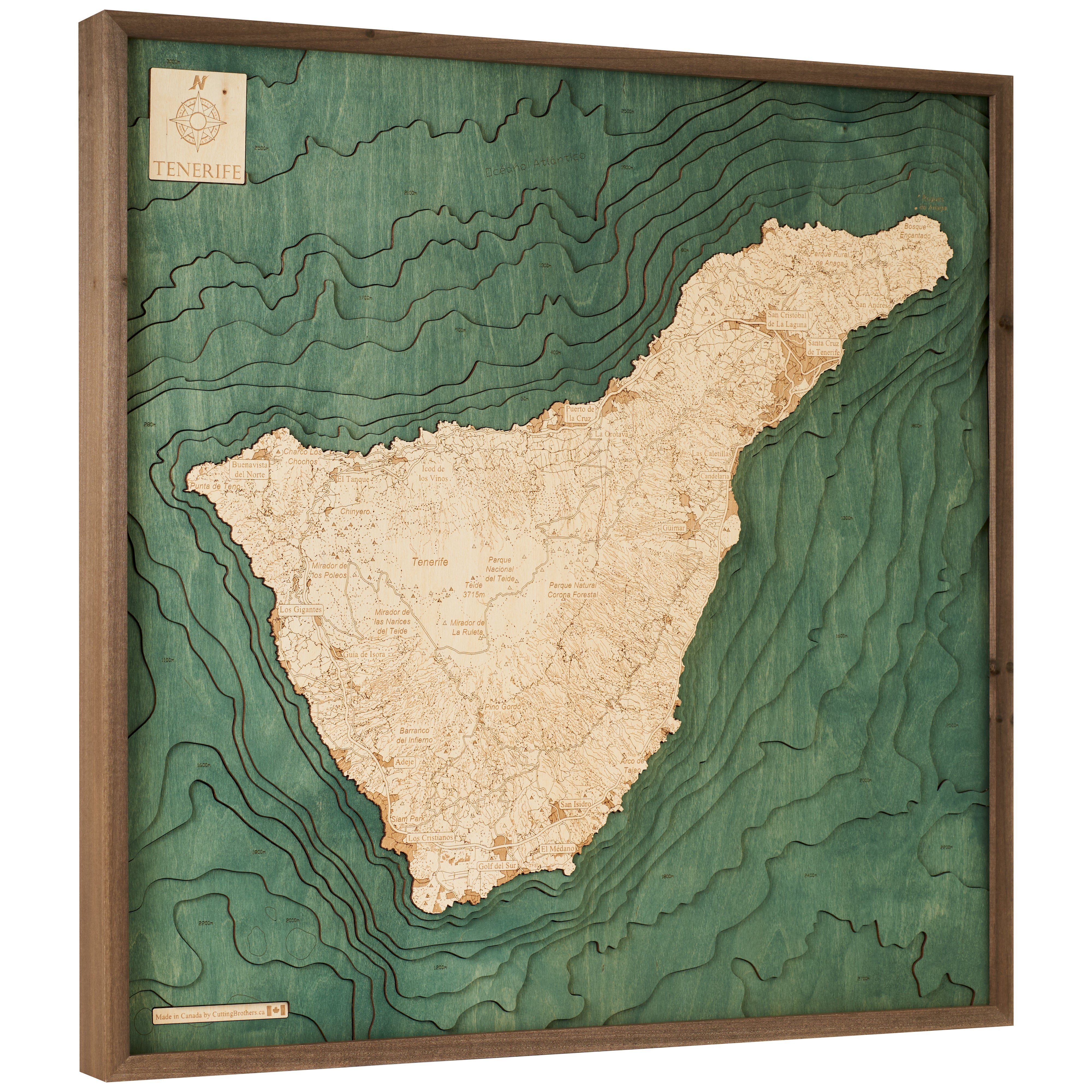 TENERIFFA 3D Holz Wandkarte - Version L
