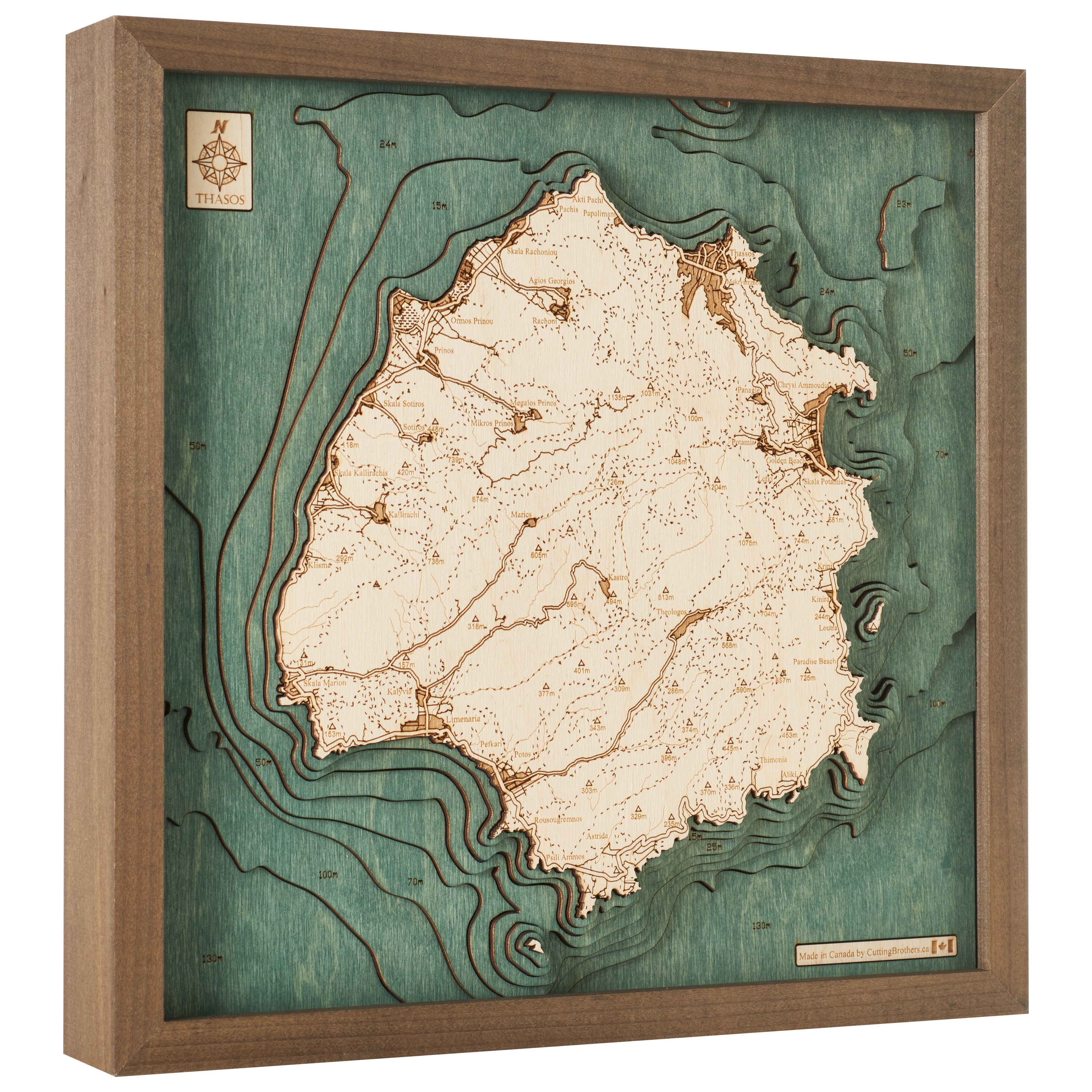 THASOS -  3D Holz Wandkarte - Version S