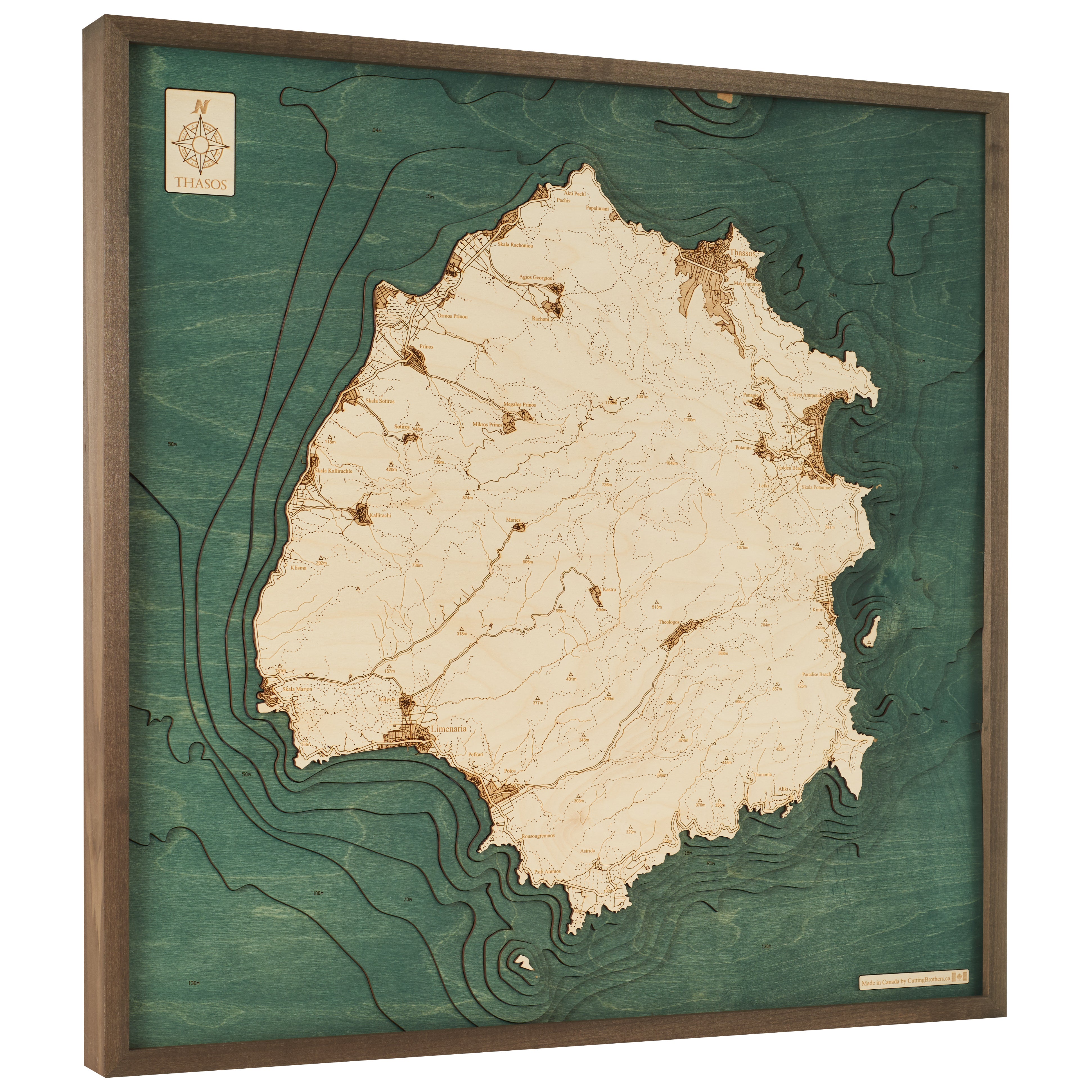 THASOS -  3D Holz Wandkarte - Version L
