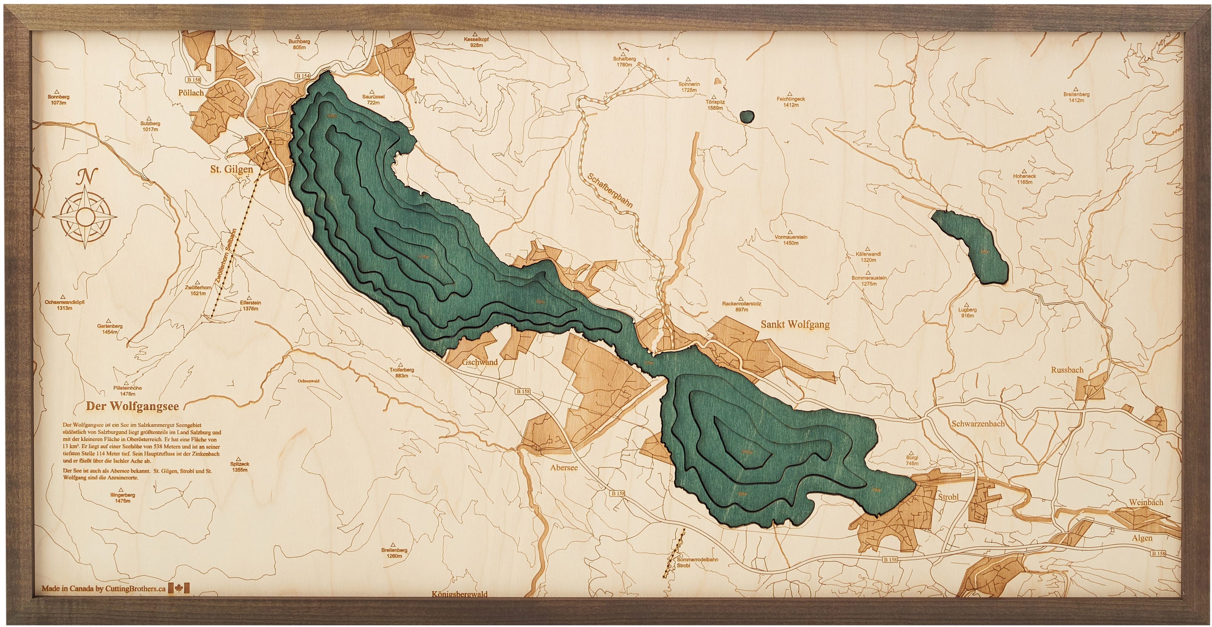 WOLFGANGSEE 3D Holz Wandkarte - Version M