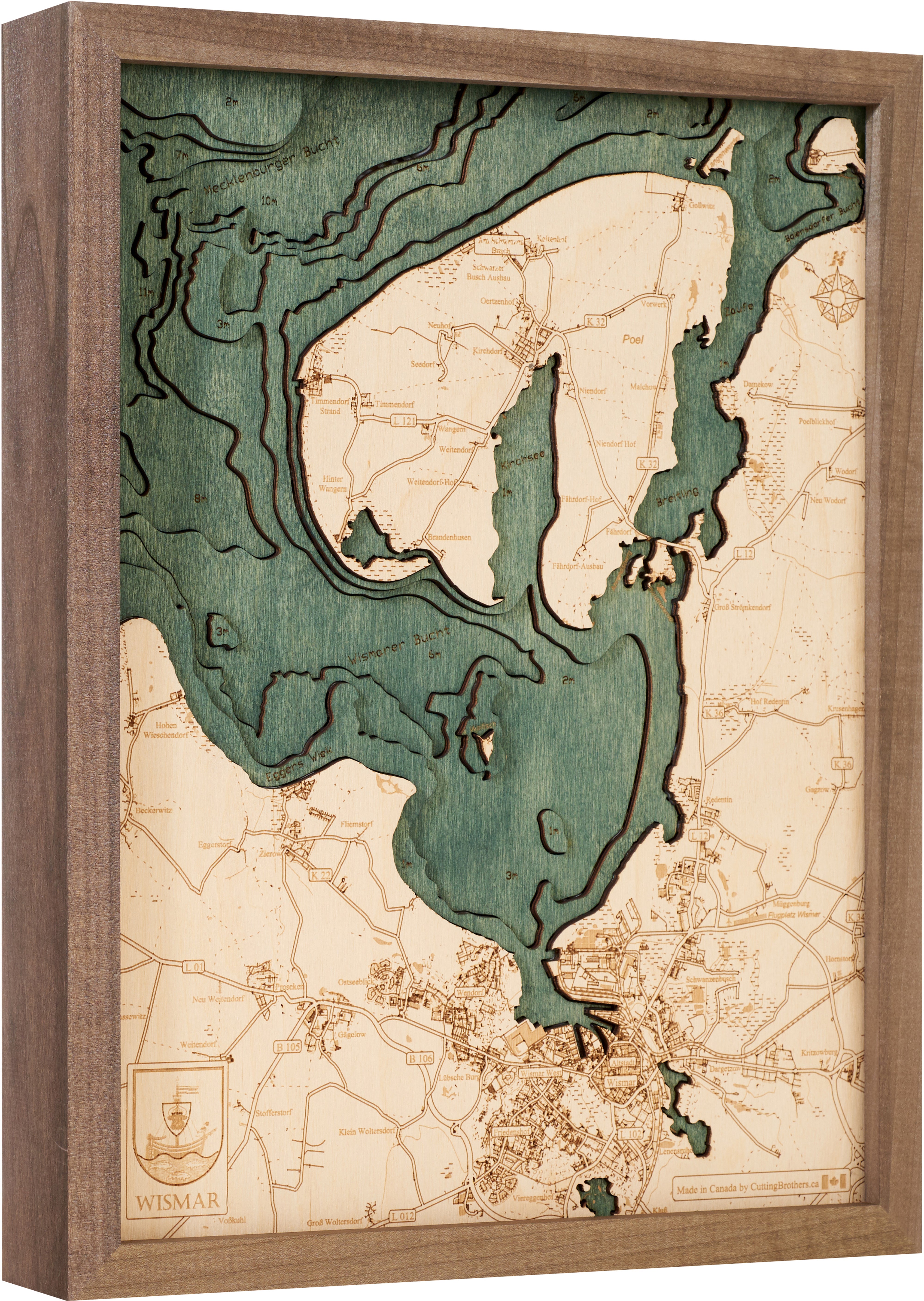 WISMAR and POEL ISLAND 3D wooden wall map - version S