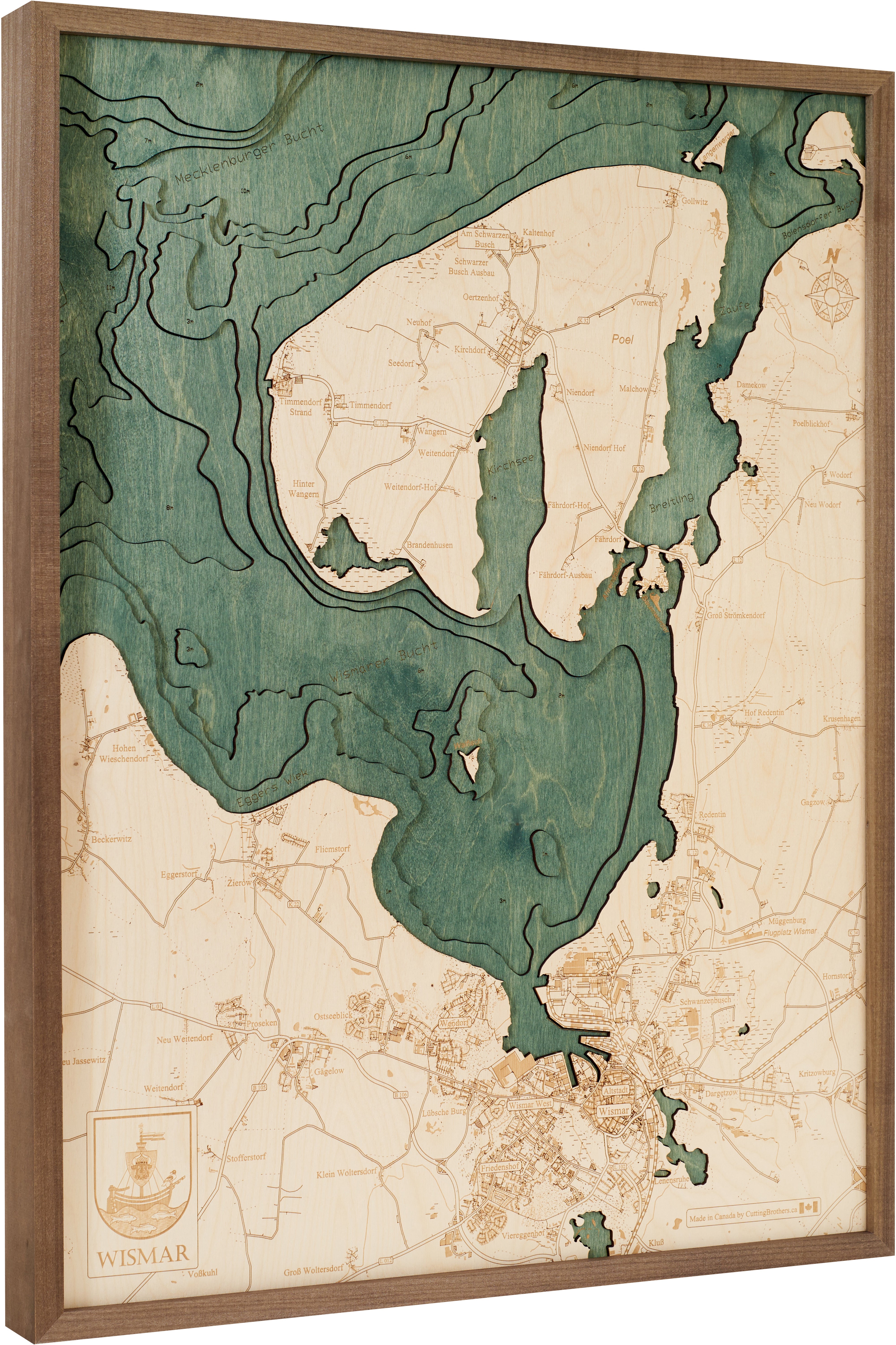 WISMAR und INSEL POEL 3D Holz Wandkarte - Version L