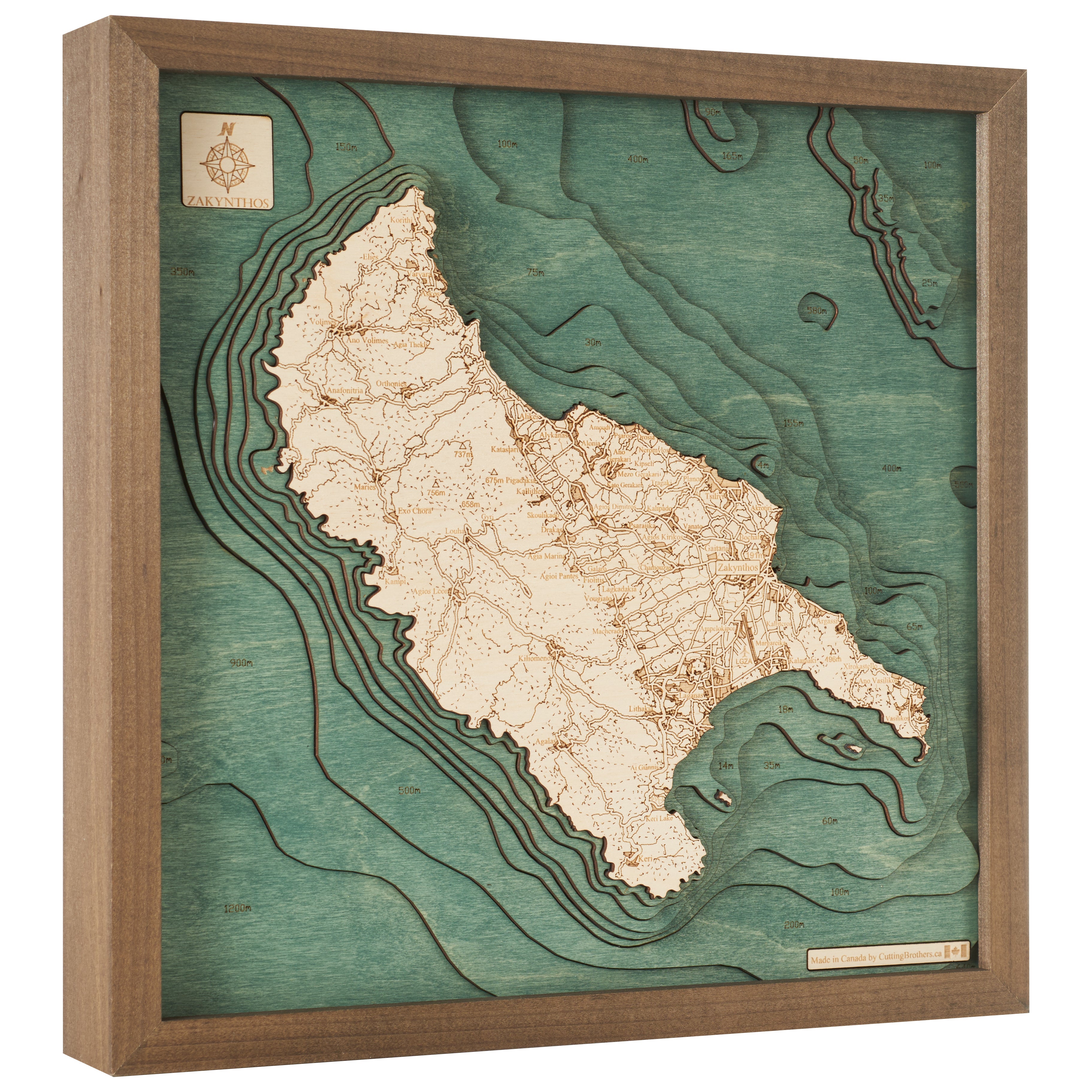 ZAKYNTHOS -  3D Holz Wandkarte - Version S