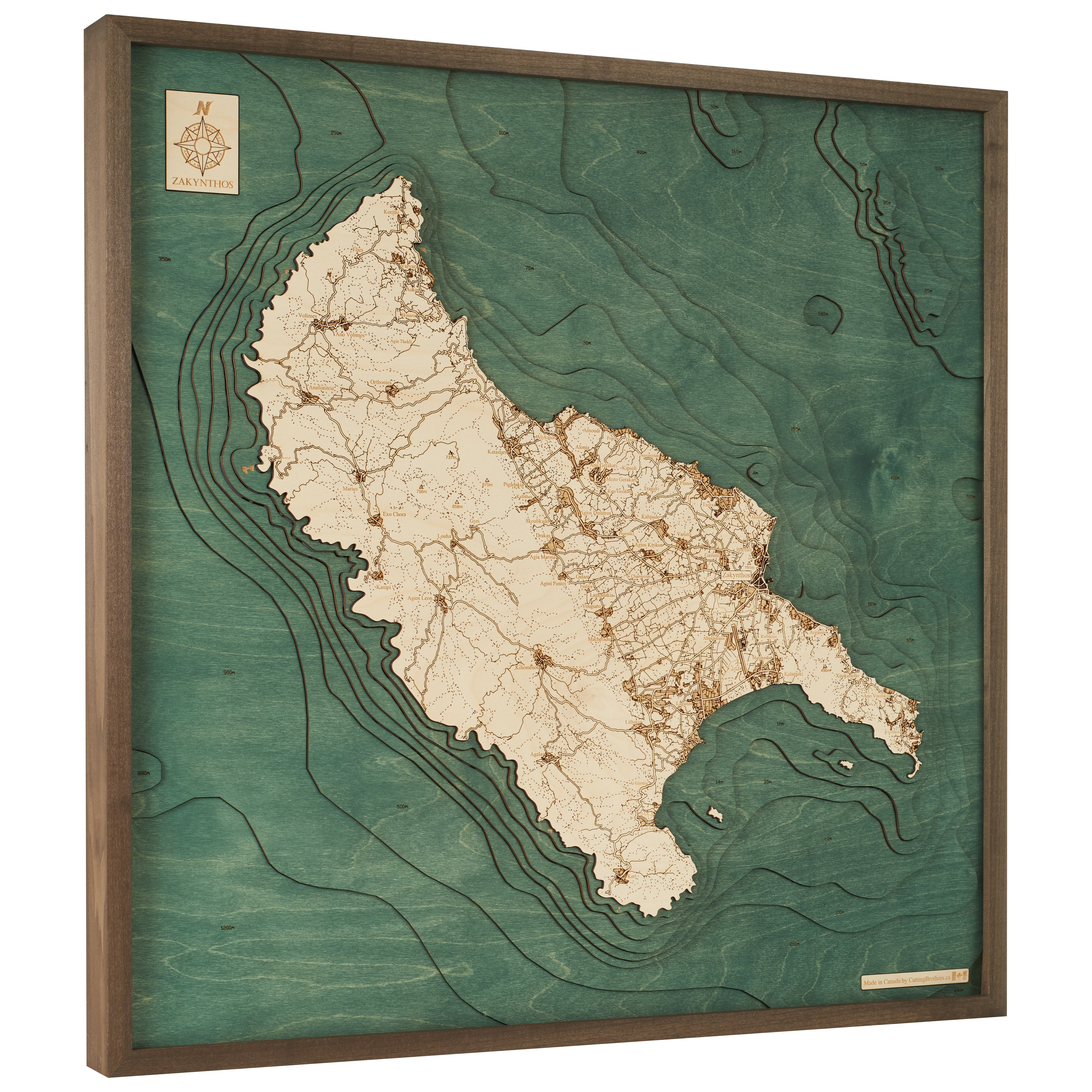 ZAKYNTHOS -  3D Holz Wandkarte - Version L