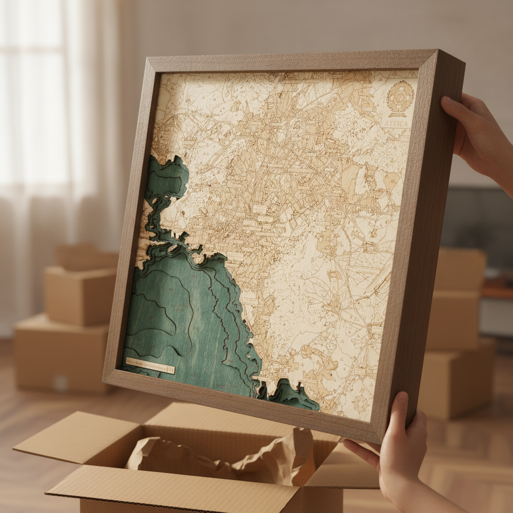 ATHEN -  3D Holz Wandkarte - Version S