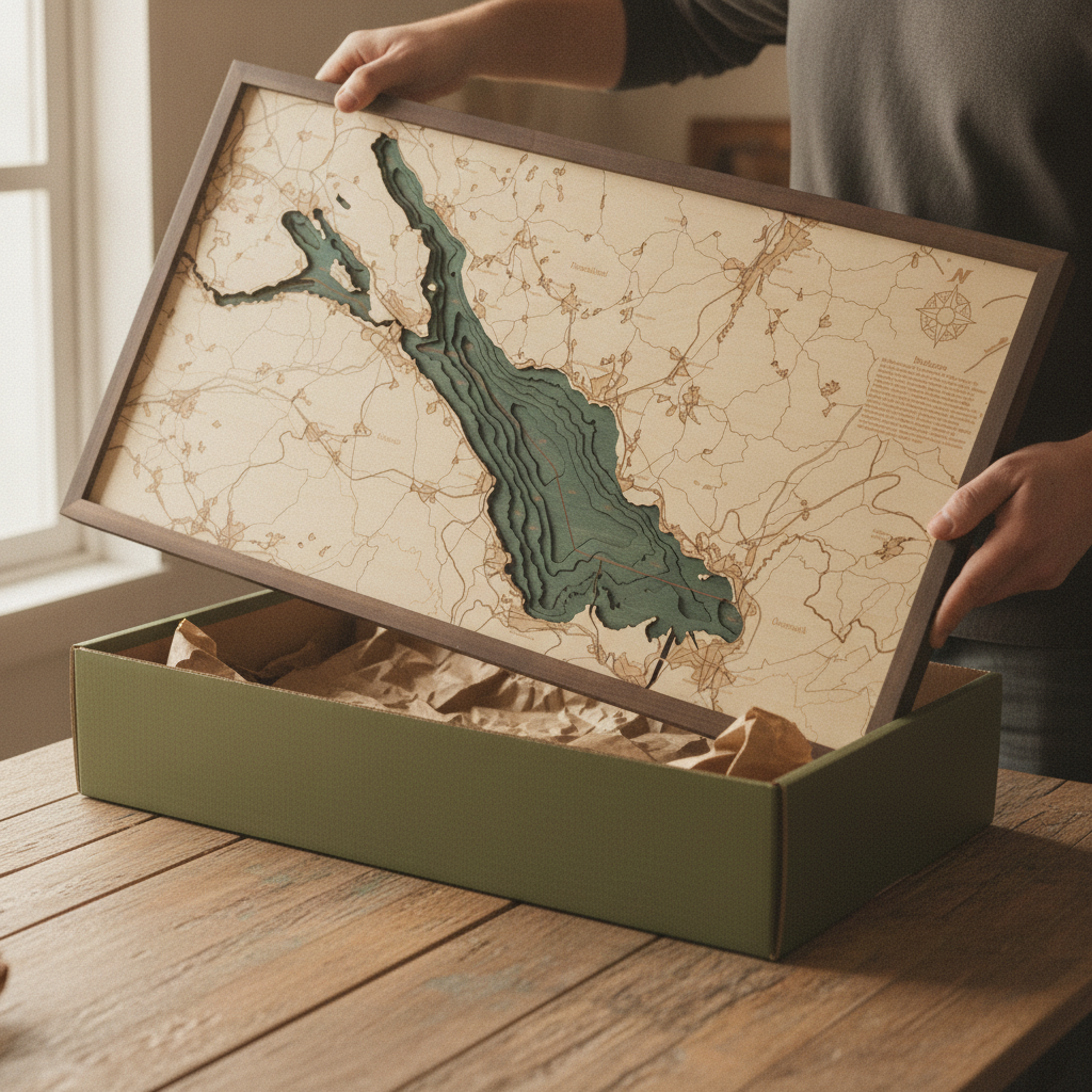 BODENSEE 3D Holz Wandkarte - Version M