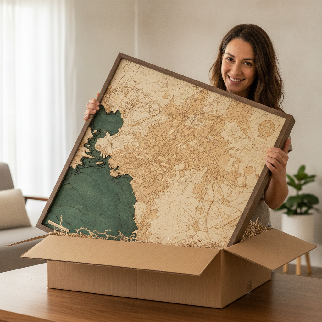 ATHEN -  3D Holz Wandkarte - Version L