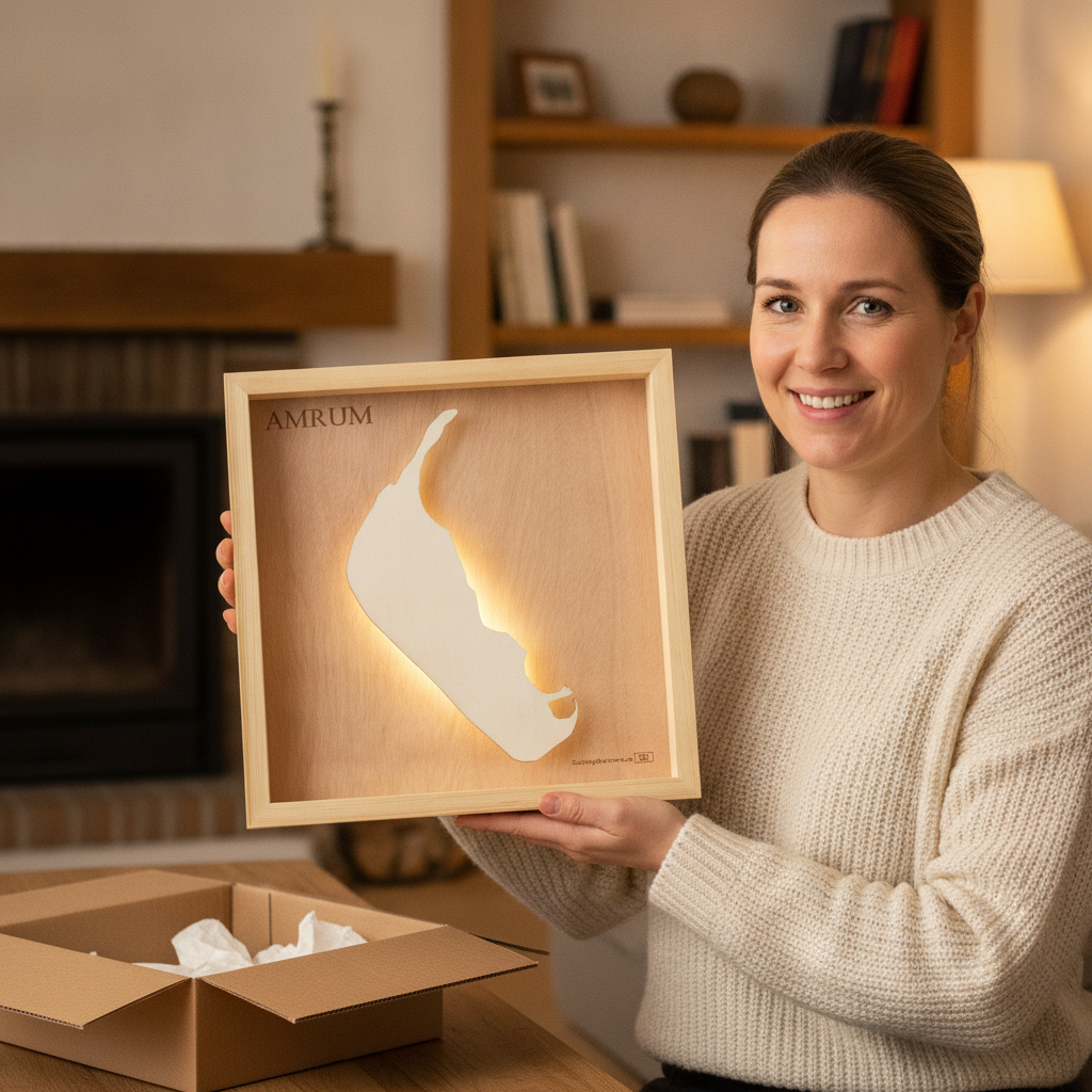 AMRUM 3D Holz INSEL LICHT KARTE (LED)