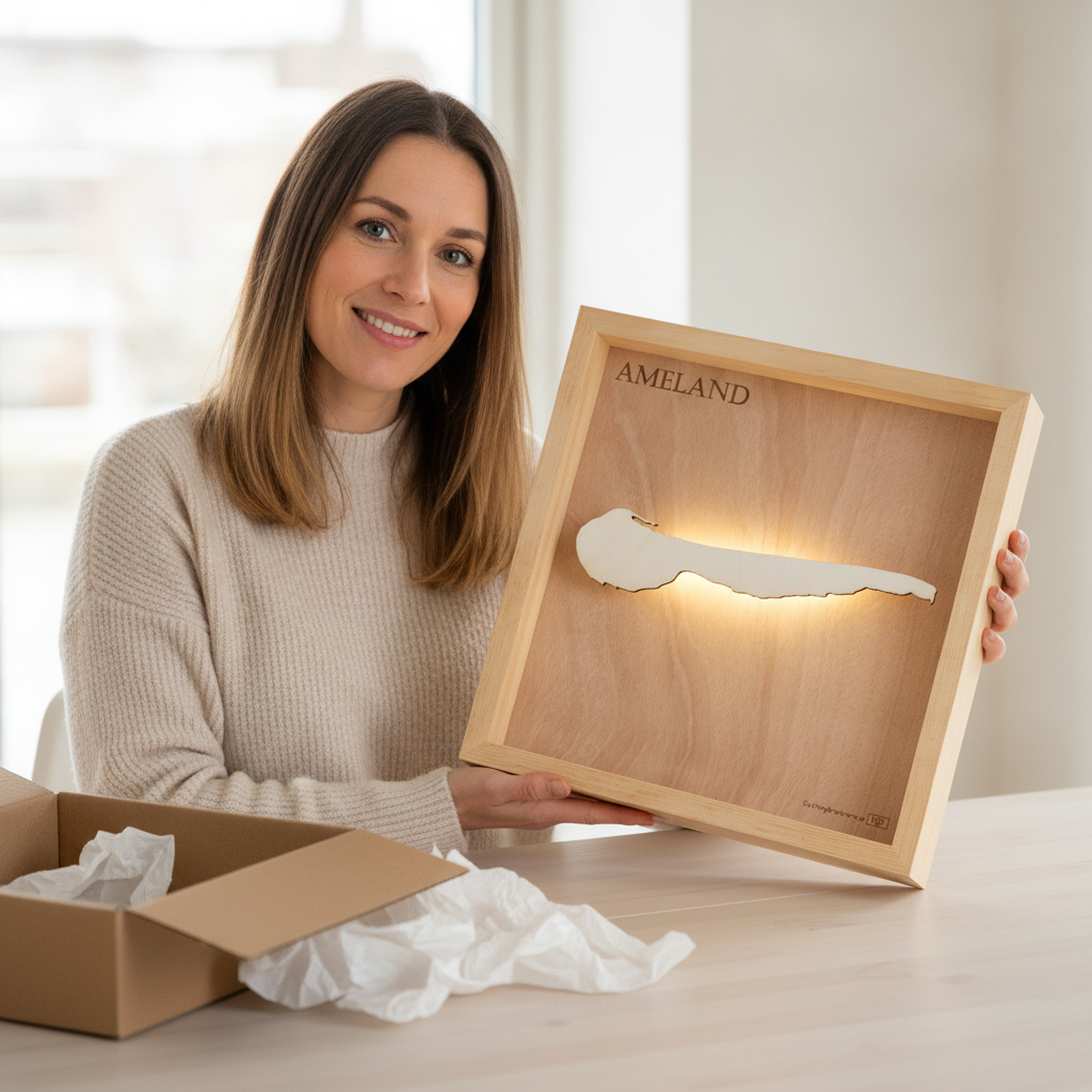 AMELAND 3D Holz INSEL LICHT KARTE (LED)