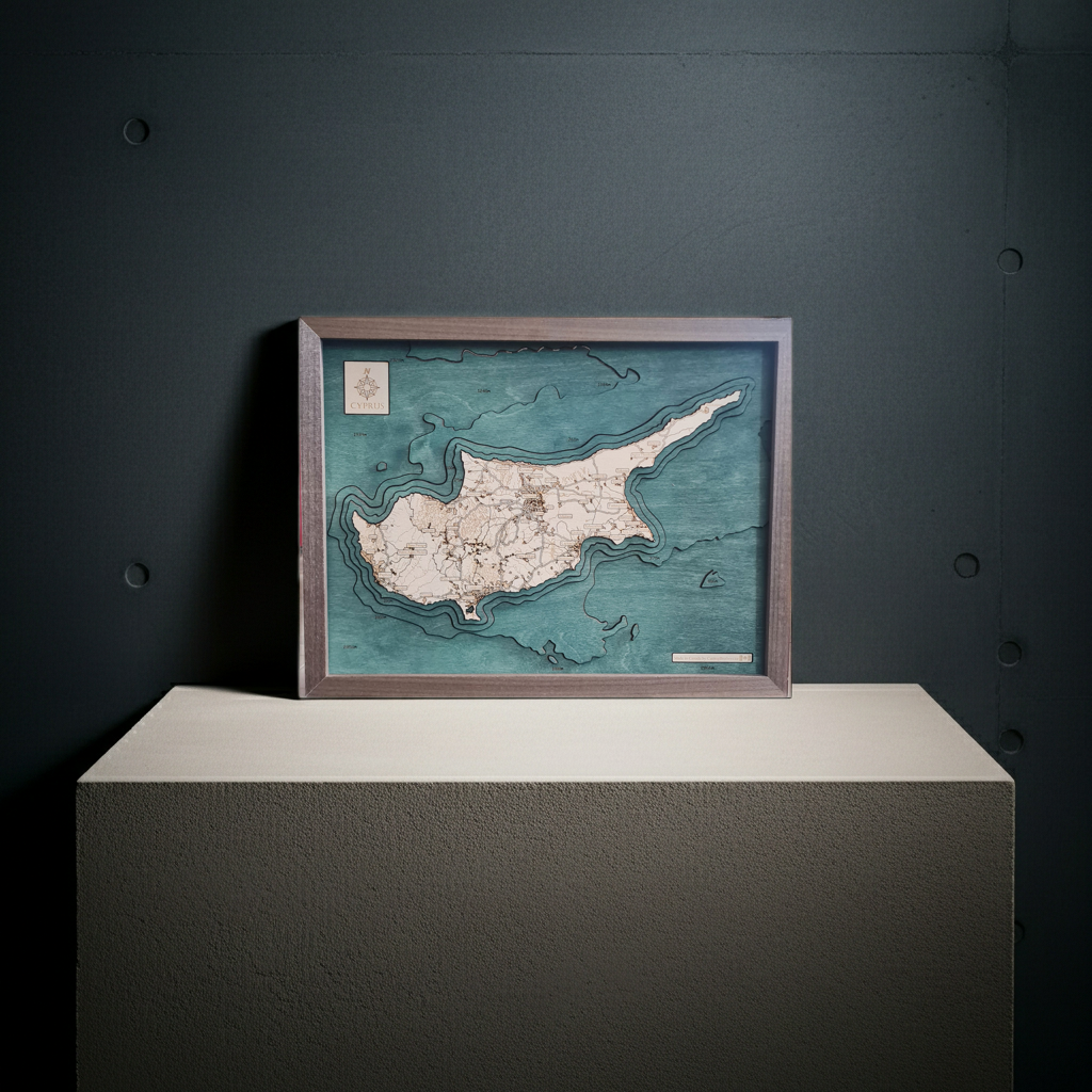 ZYPERN -  3D Holz Wandkarte - Version S