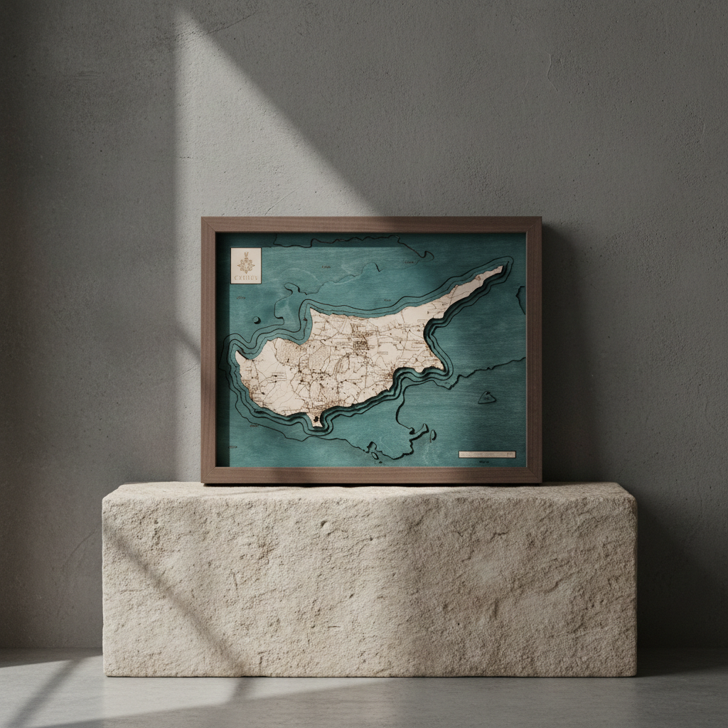 ZYPERN -  3D Holz Wandkarte - Version L