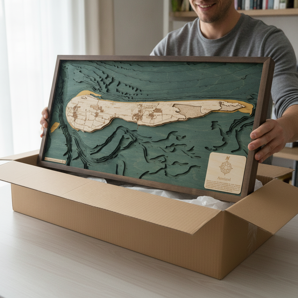 AMELAND 3D Wooden Wall Map - Version M 