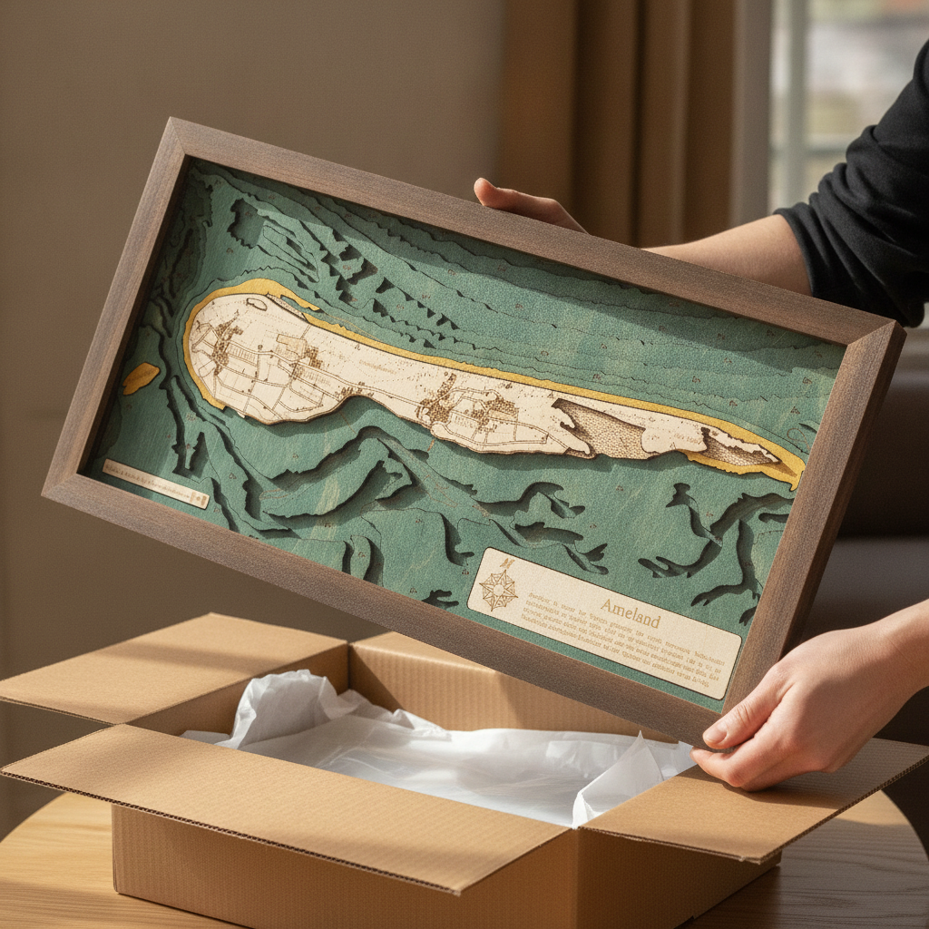AMELAND 3D Wooden Wall Map - Version S 