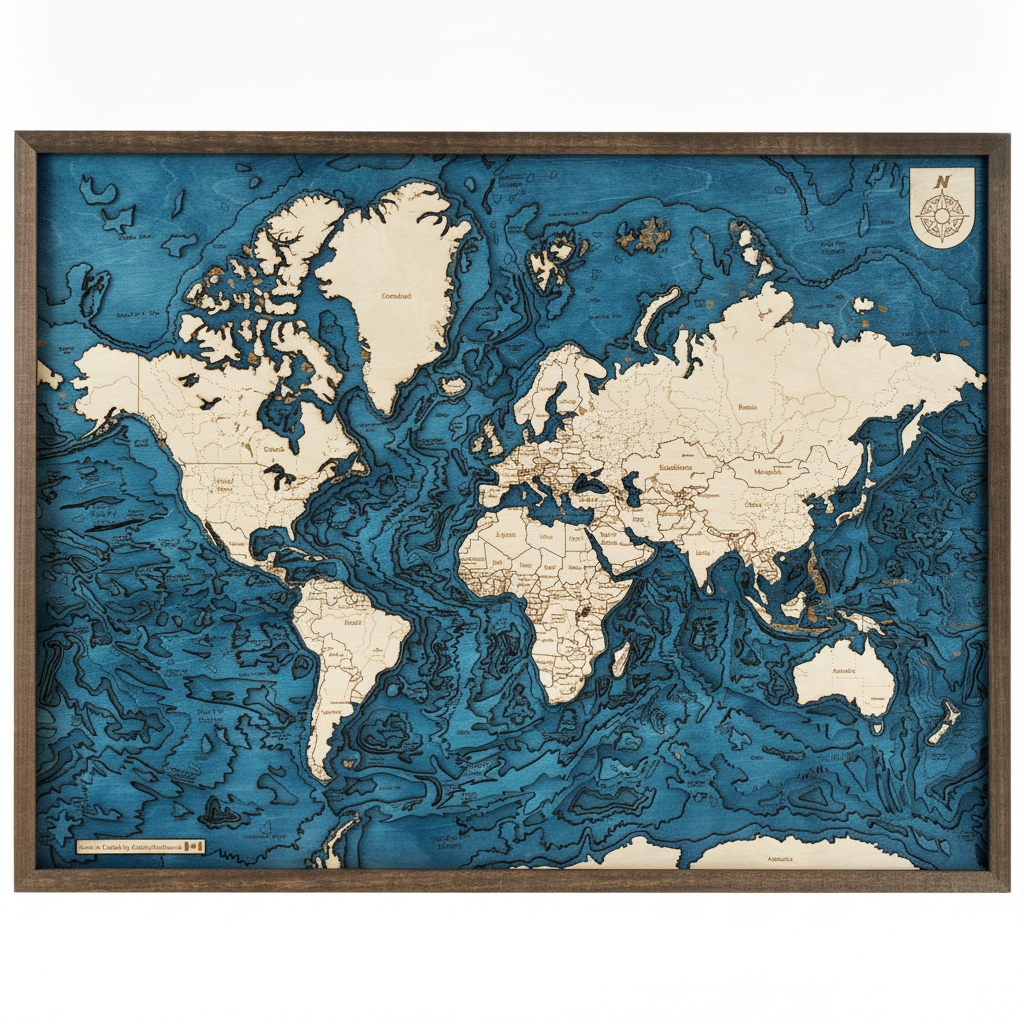 WORLD MAP 3D wooden wall map 