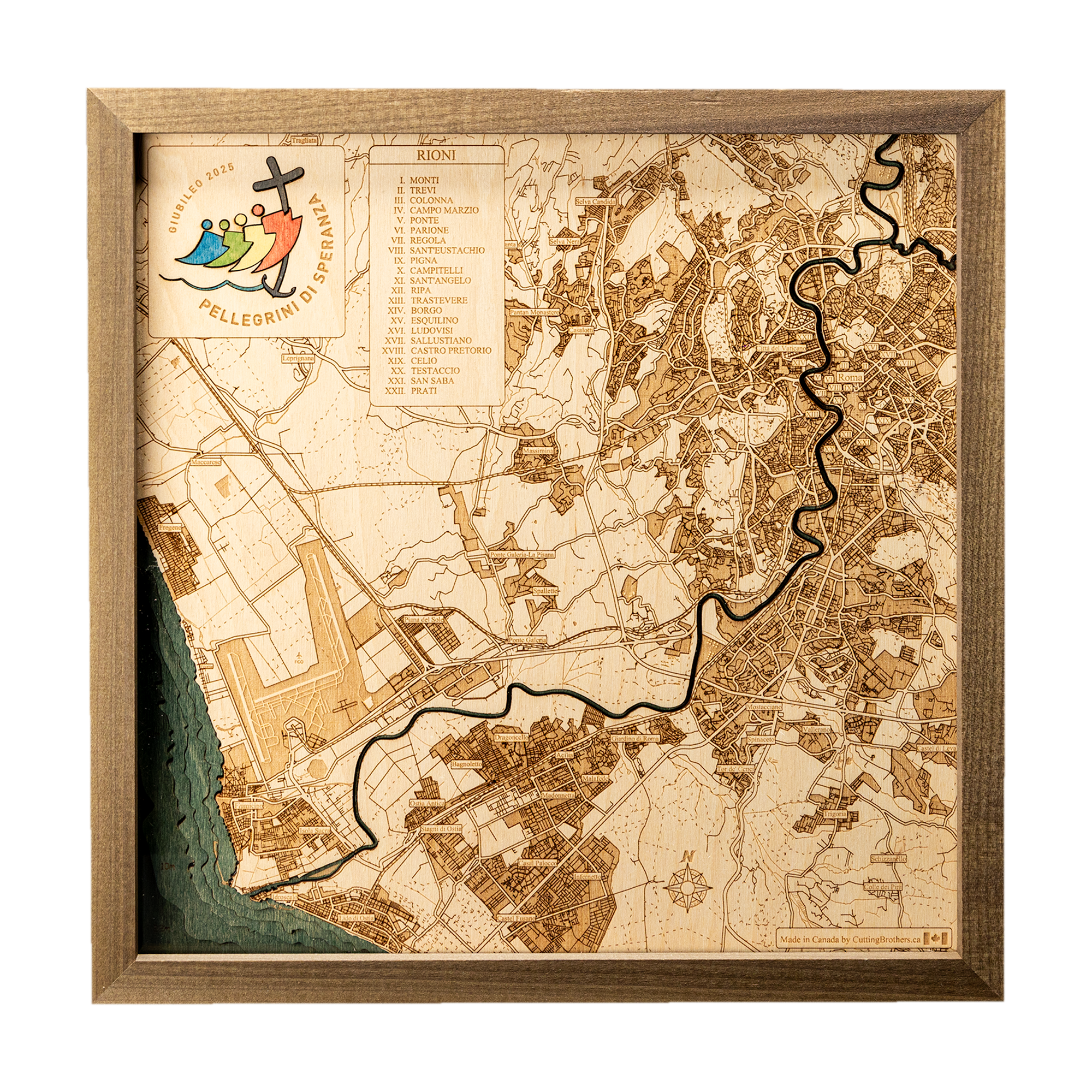 GIUBILEO 2025 - ROMA - Holzwandkarte